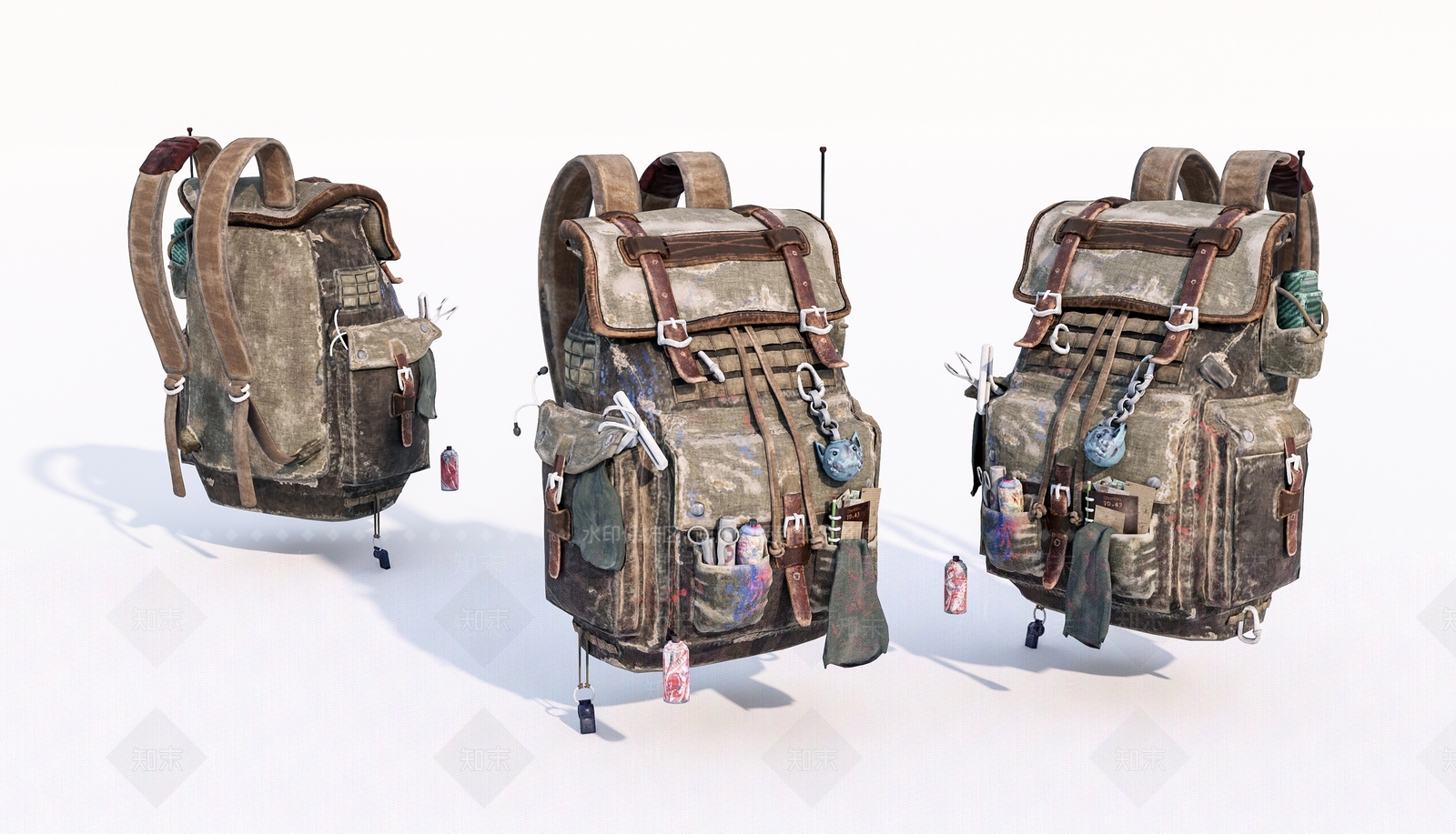 老旧背包3D模型下载【ID:1146601660】