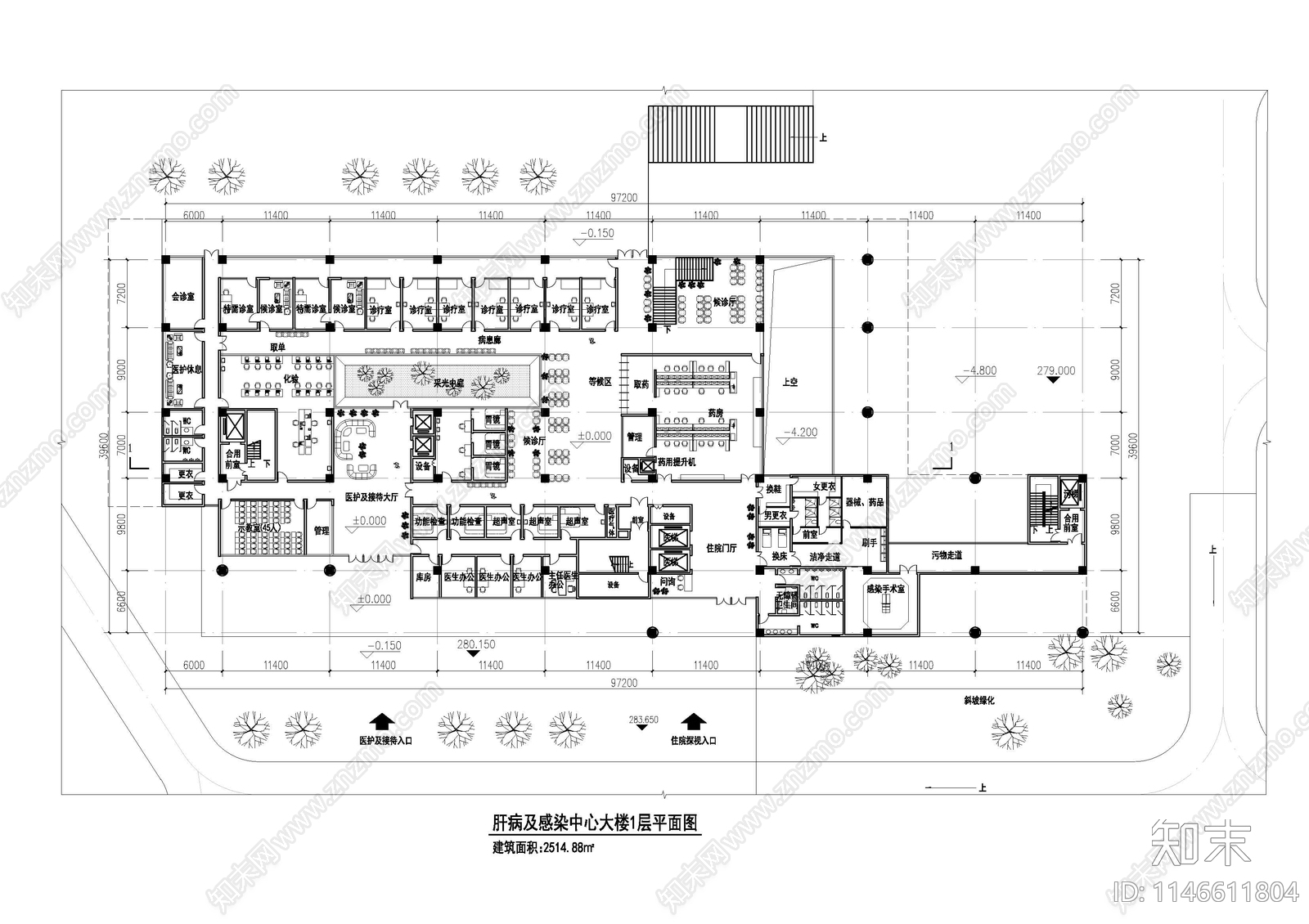 医院感染中心大楼总平图施工图下载【ID:1146611804】