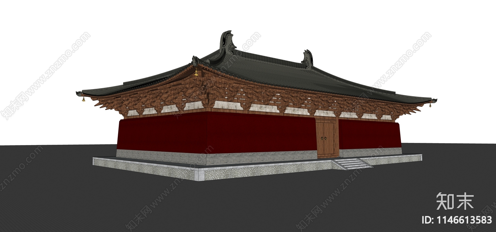 中式寺庙建筑SU模型下载【ID:1146613583】