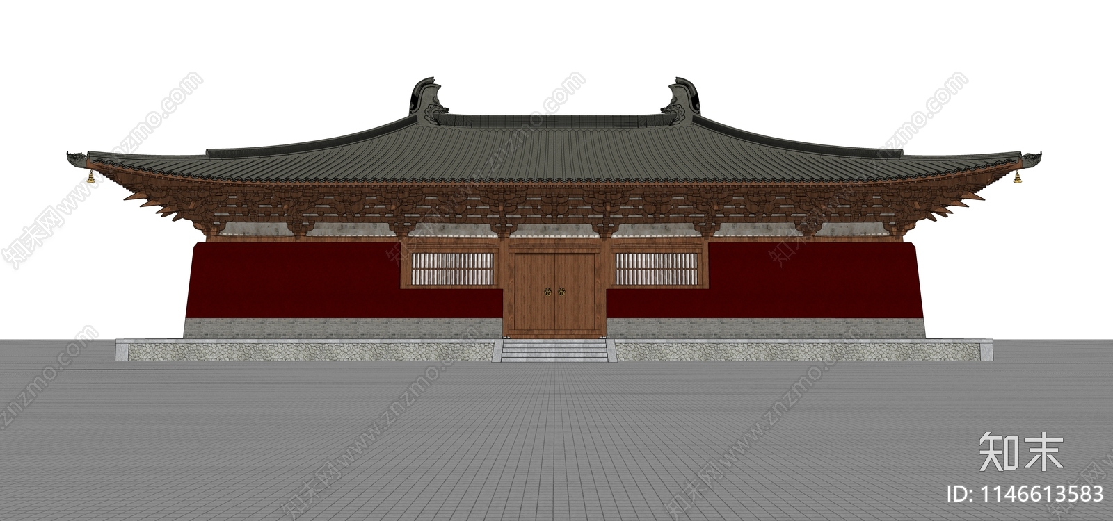 中式寺庙建筑SU模型下载【ID:1146613583】