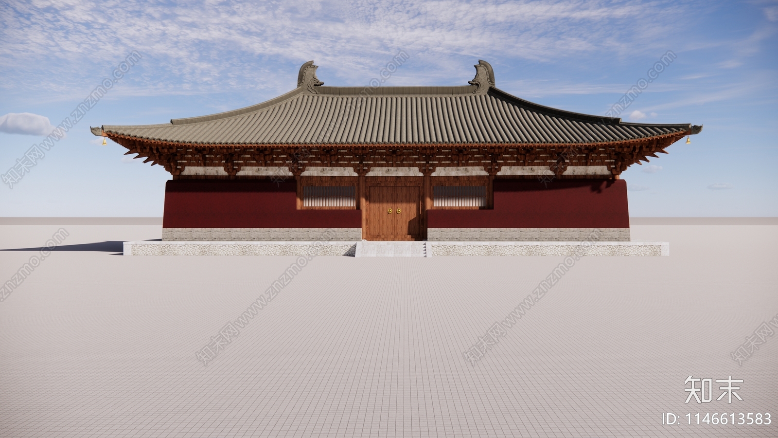 中式寺庙建筑SU模型下载【ID:1146613583】