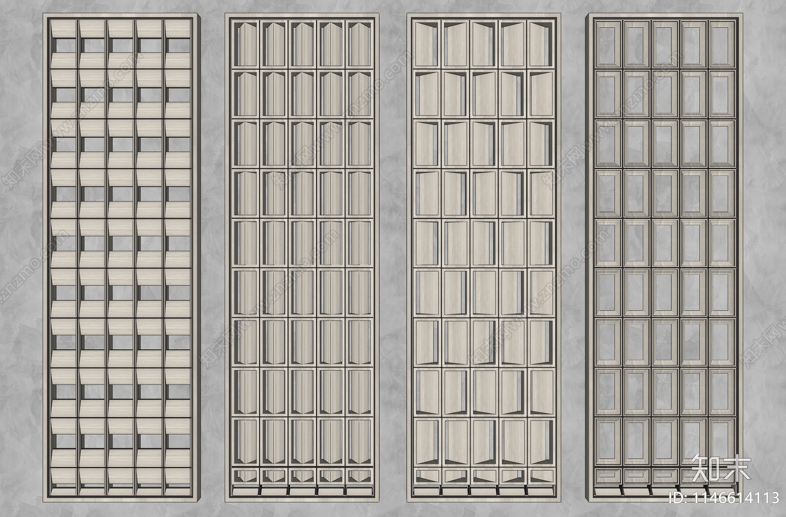 现代木质隔断SU模型下载【ID:1146614113】