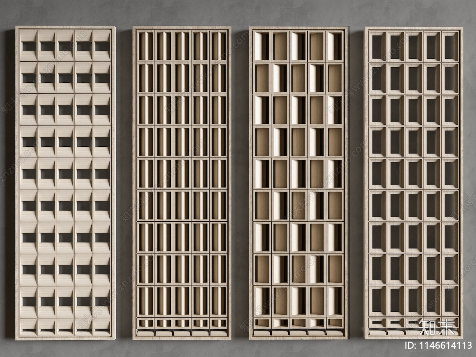 现代木质隔断SU模型下载【ID:1146614113】