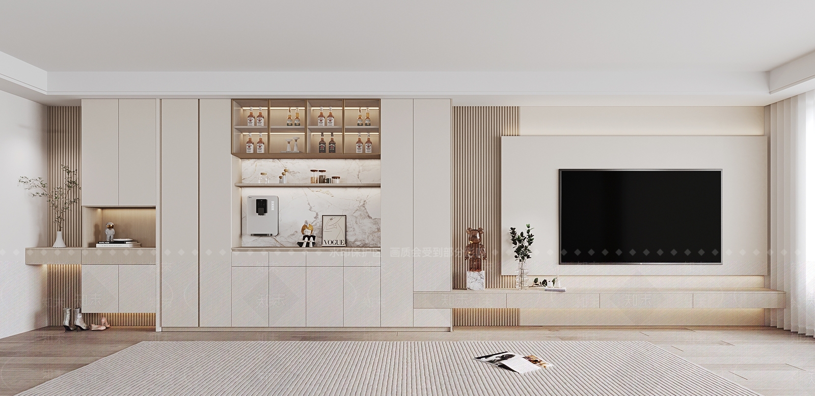 现代奶油风鞋柜SU模型下载【ID:1146615054】