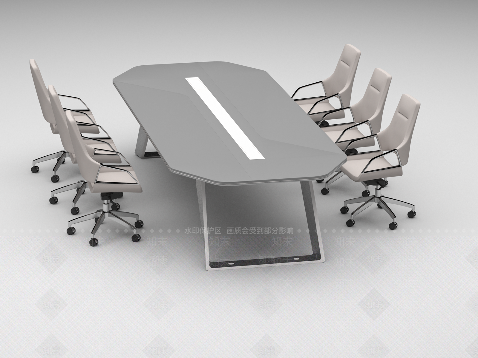 现代会议桌椅组合SU模型下载【ID:1146615179】