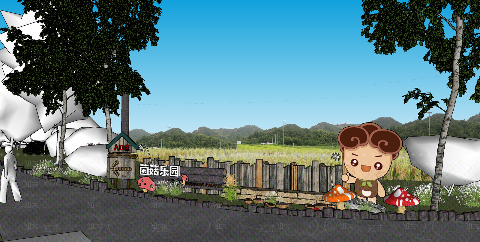 现代乡村菌菇基地公园SU模型下载【ID:1146615375】