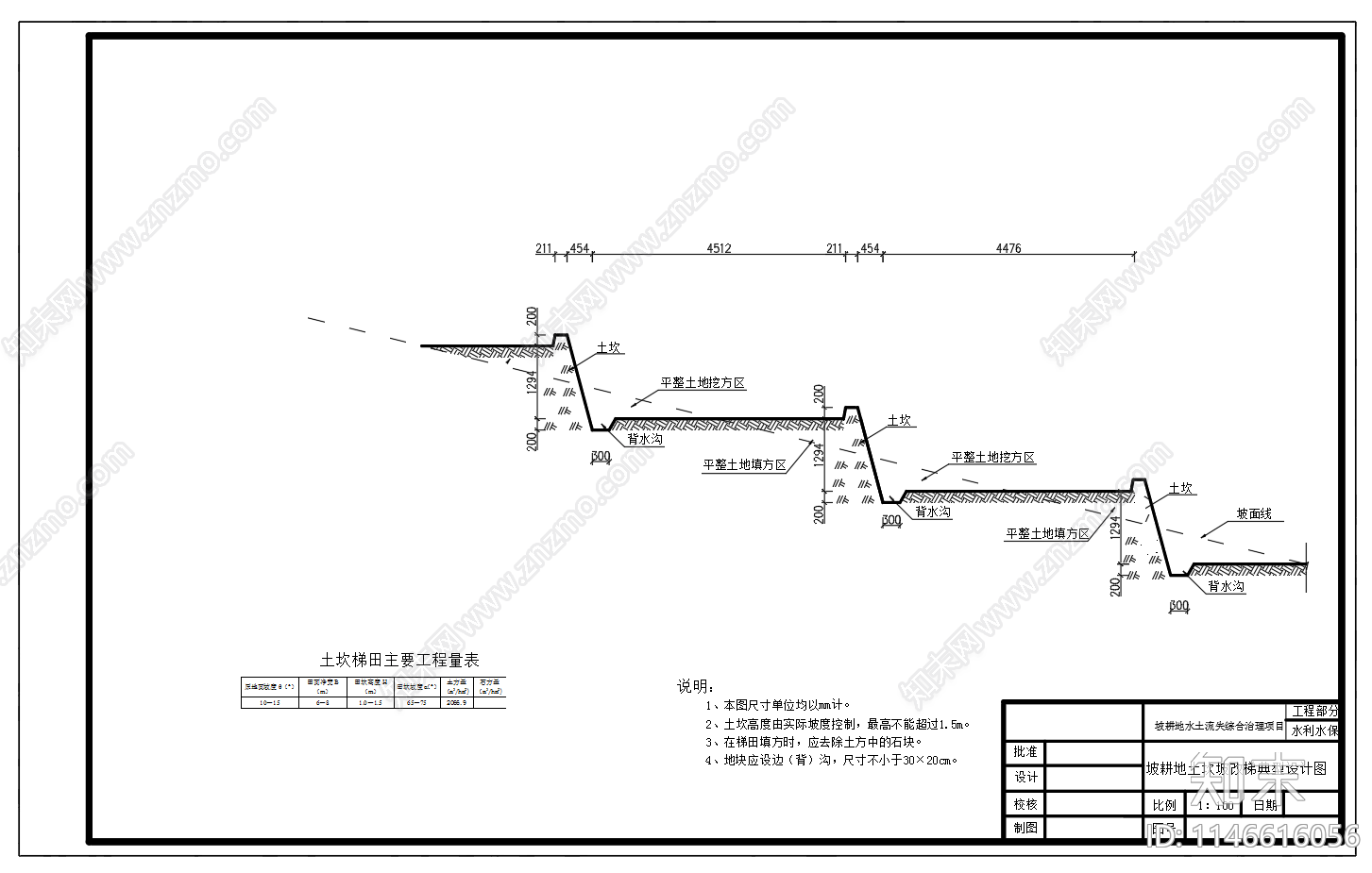 坡耕地水土流失治理工程单体图cad施工图下载【ID:1146616056】