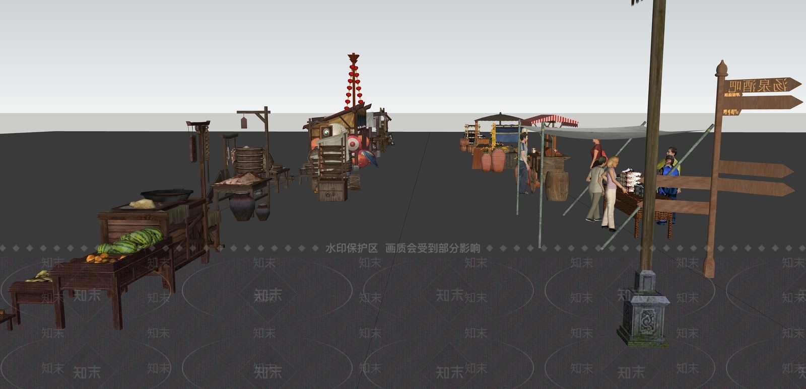现代农村集市SU模型下载【ID:1146617490】