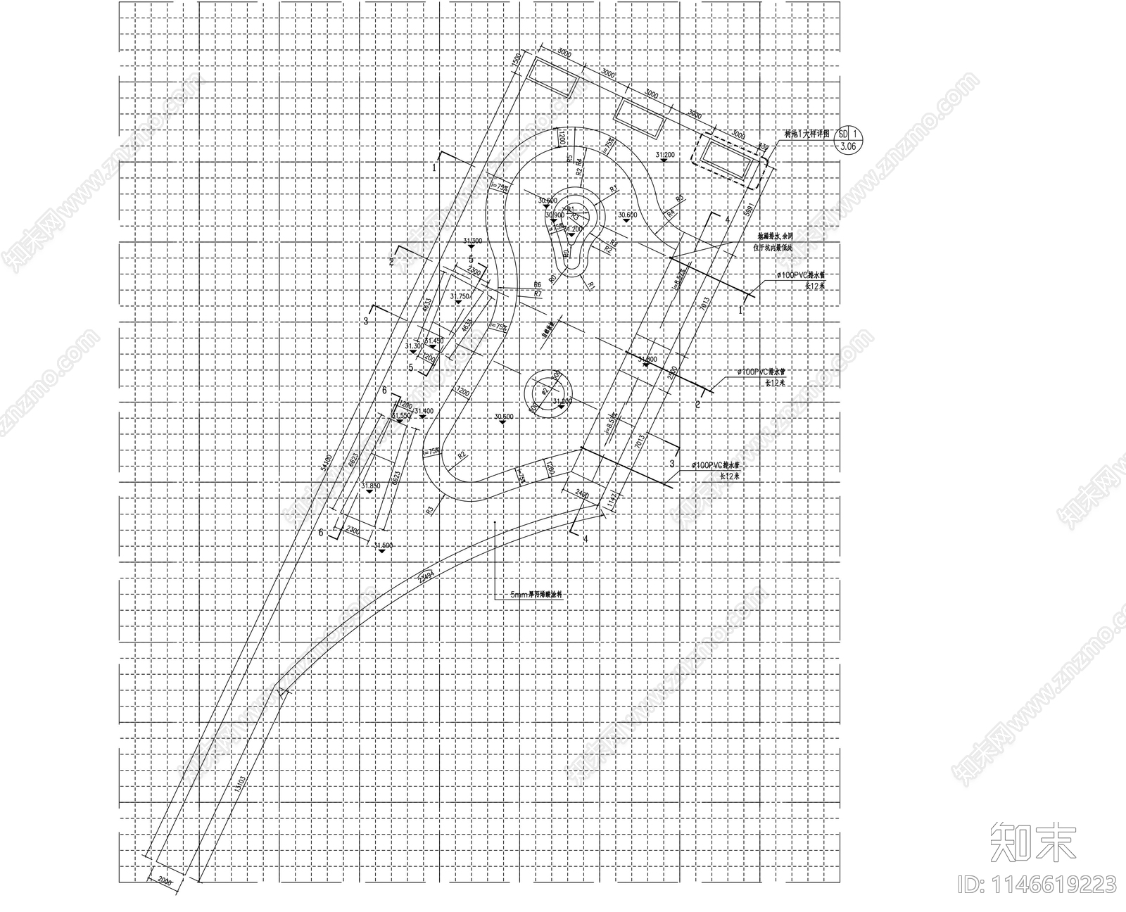 滑板公园cad施工图下载【ID:1146619223】