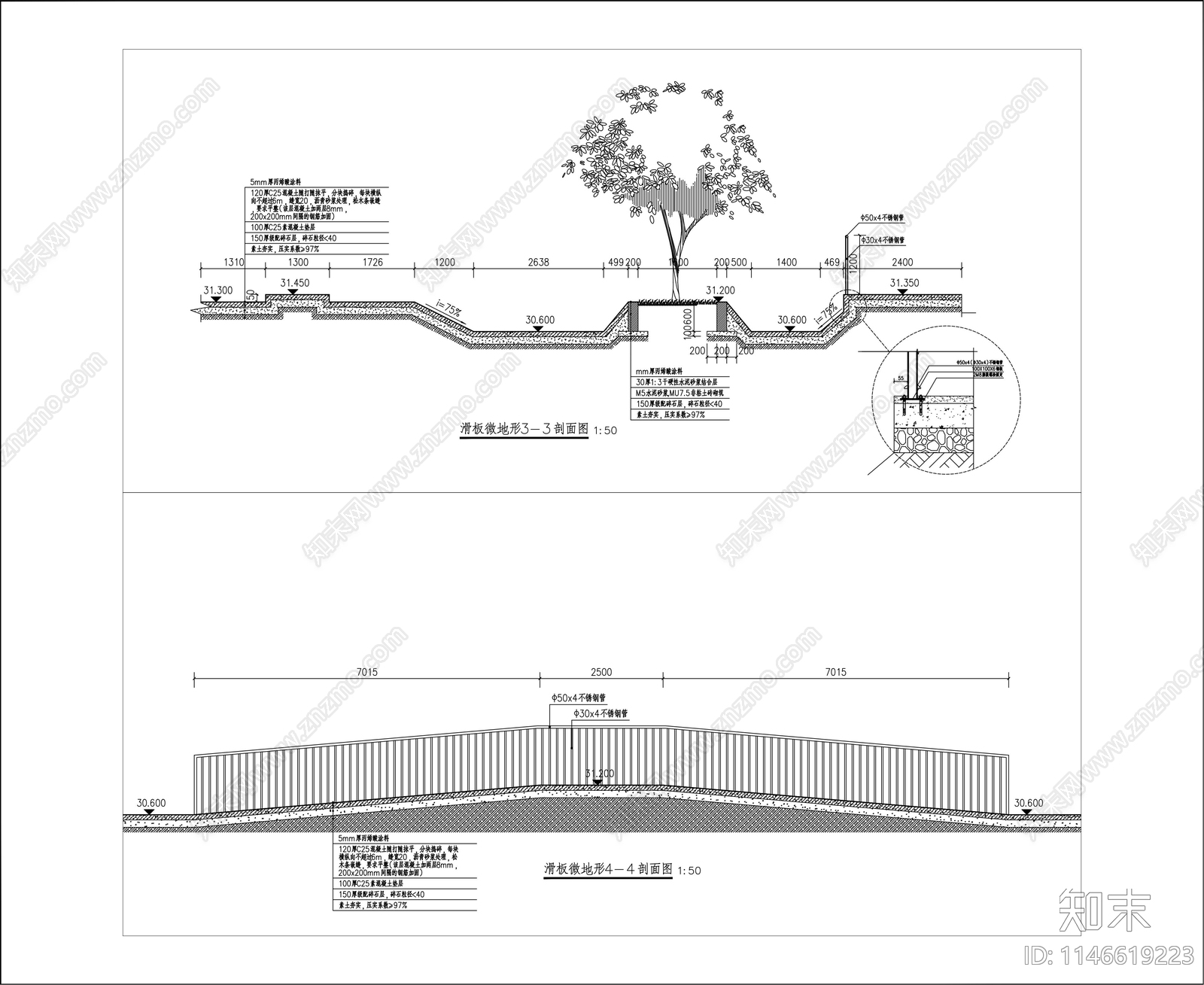 滑板公园cad施工图下载【ID:1146619223】