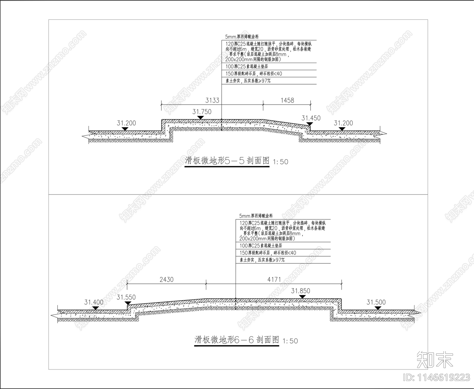 滑板公园cad施工图下载【ID:1146619223】