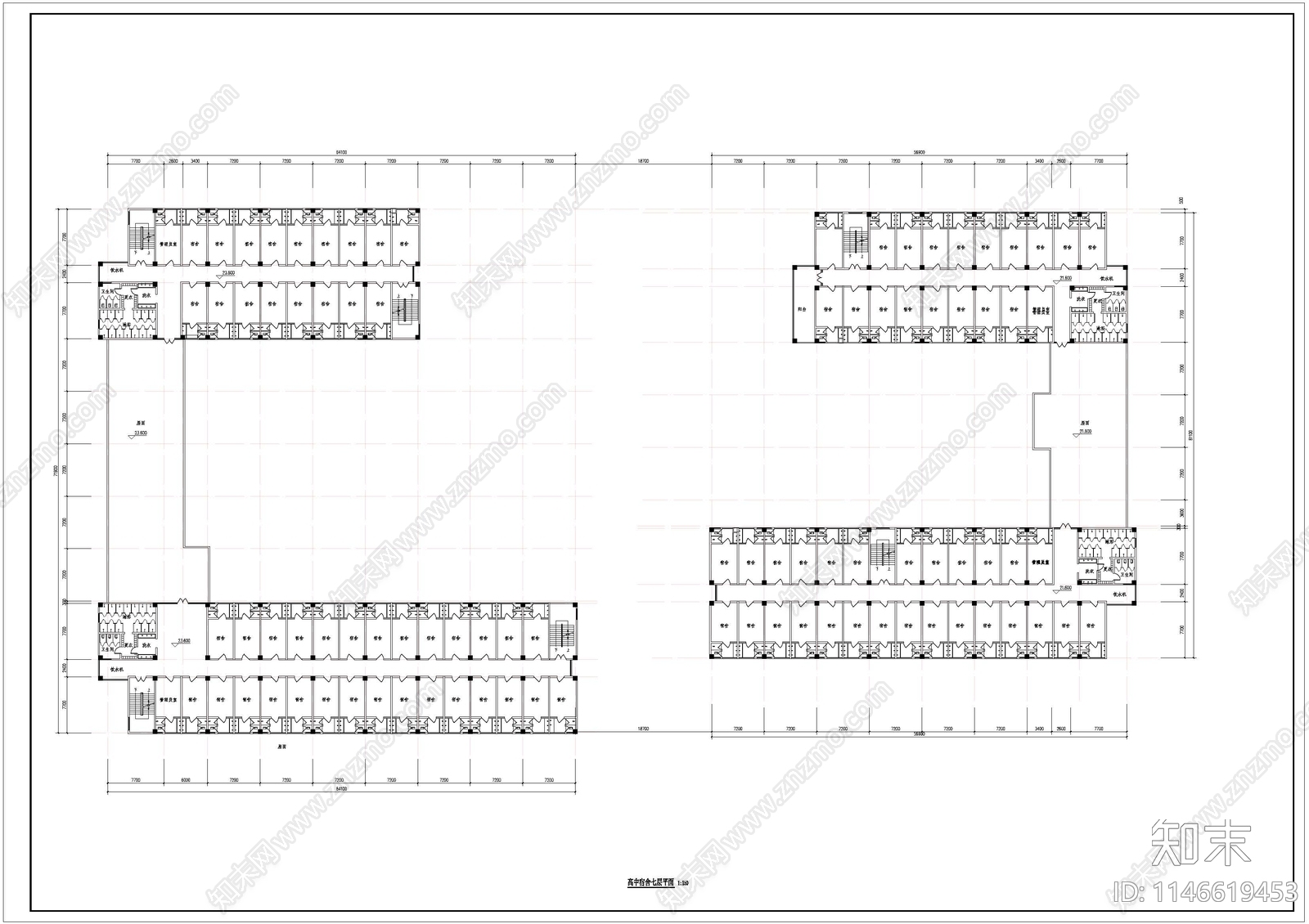 学生宿舍建筑cad施工图下载【ID:1146619453】