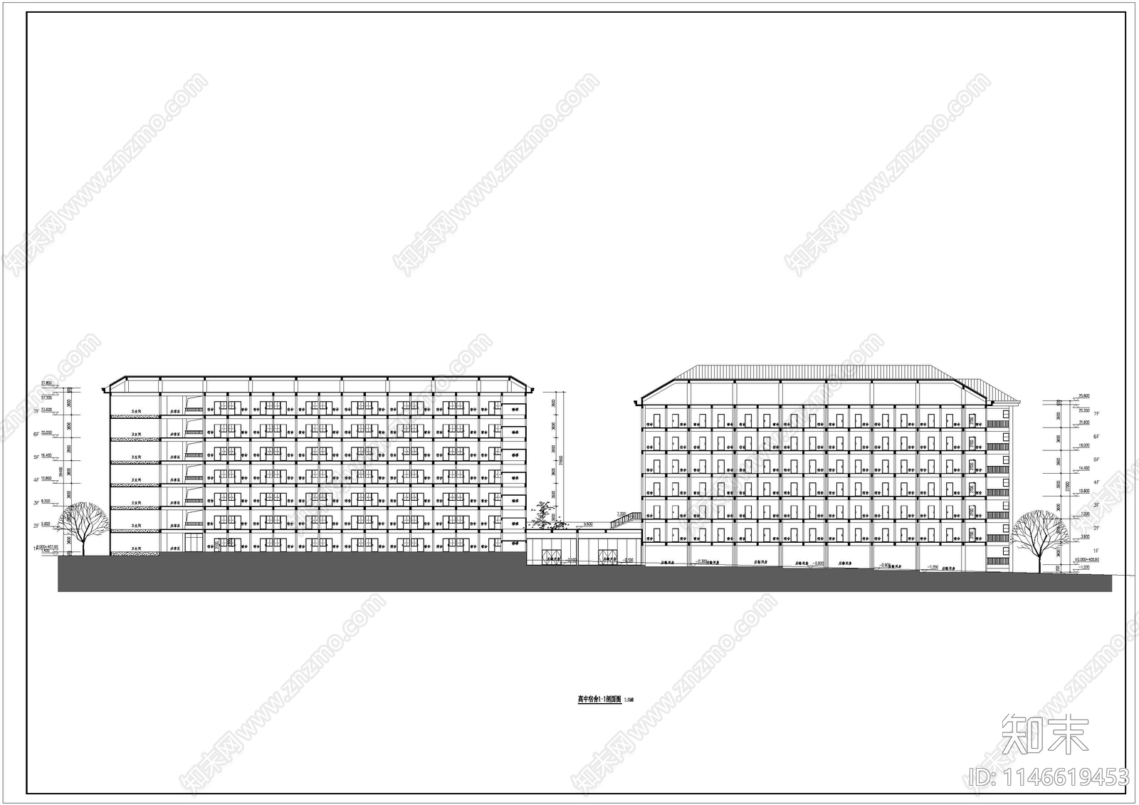 学生宿舍建筑cad施工图下载【ID:1146619453】