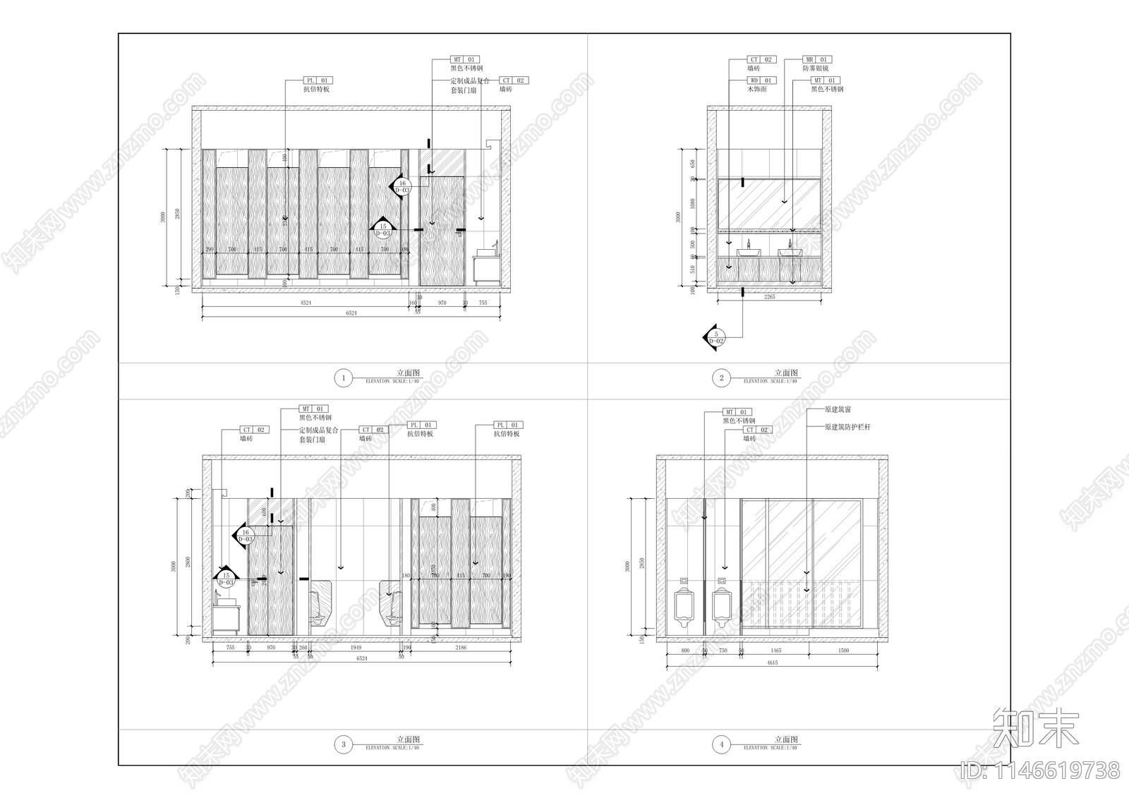 总部城4号楼装饰工程室内cad施工图下载【ID:1146619738】