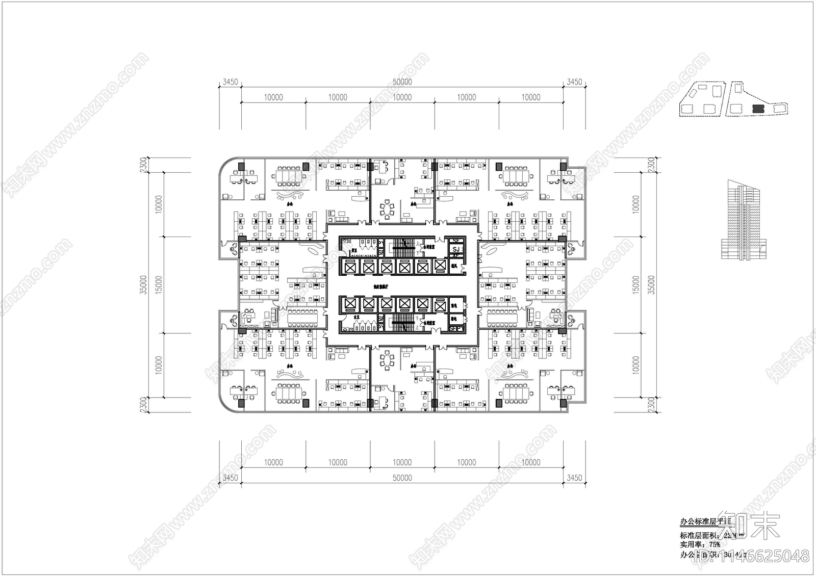 办公楼平面总平图施工图下载【ID:1146625048】