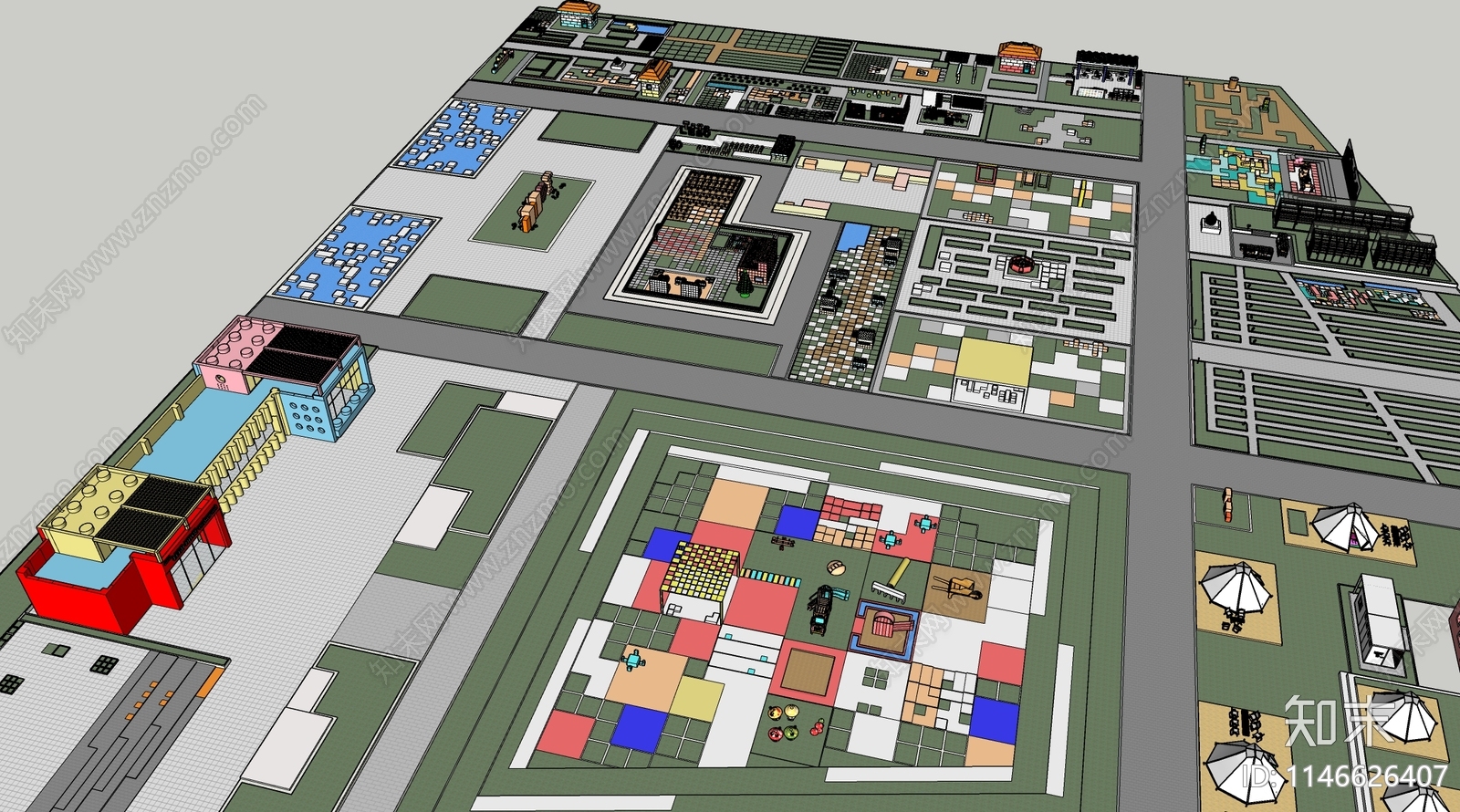 现代乐高主题公园SU模型下载【ID:1146626407】