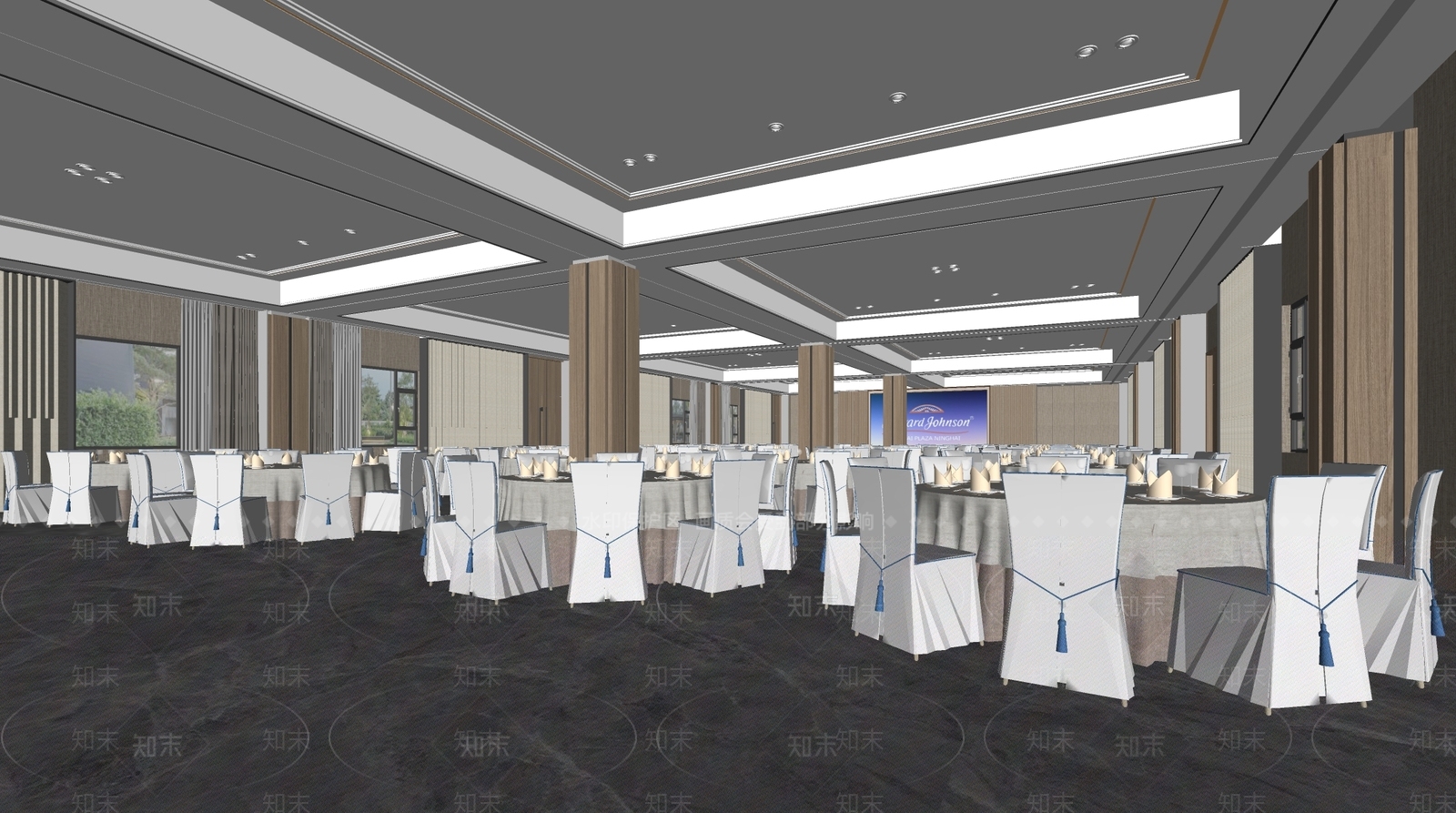 现代酒店宴会厅SU模型下载【ID:1146627090】