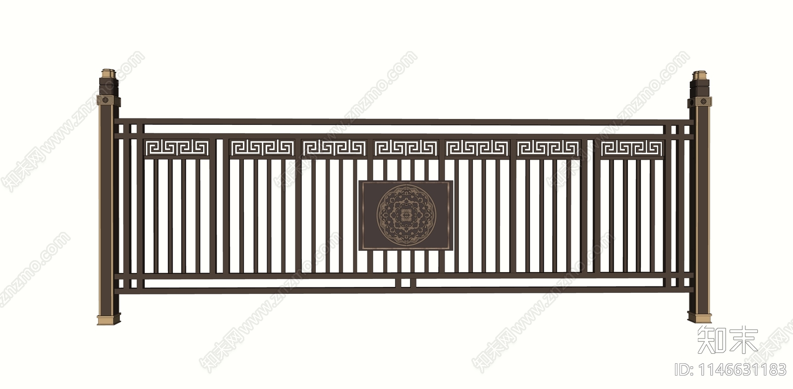 新中式镂空花纹栏杆SU模型下载【ID:1146631183】