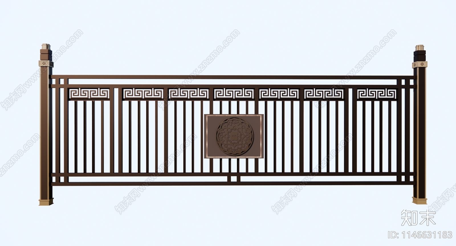 新中式镂空花纹栏杆SU模型下载【ID:1146631183】