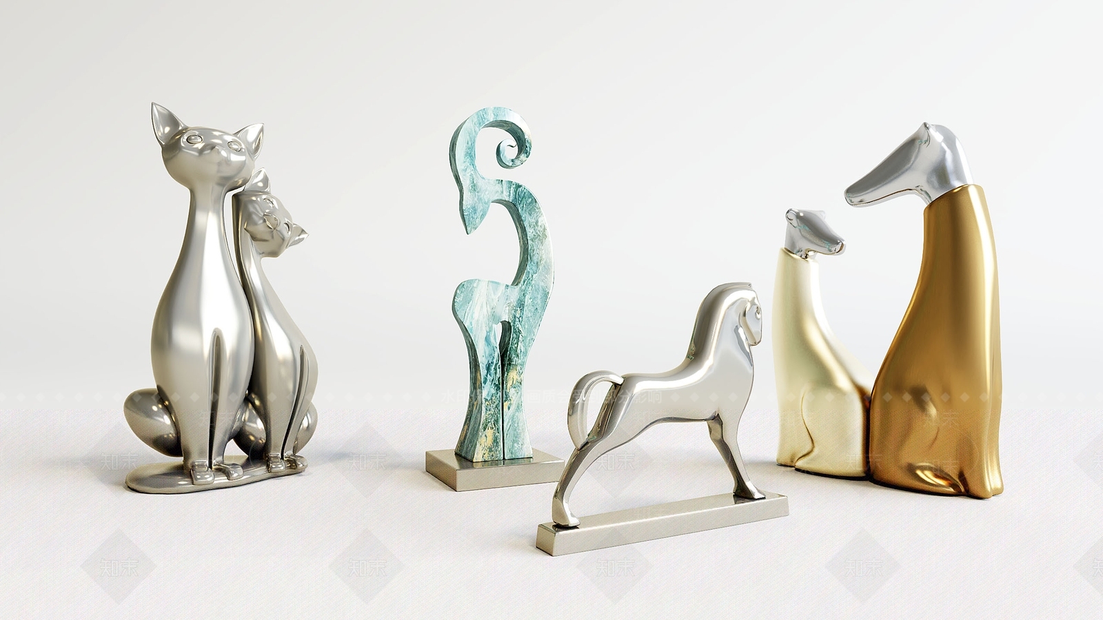 现代动物雕塑饰品3D模型下载【ID:1146632396】