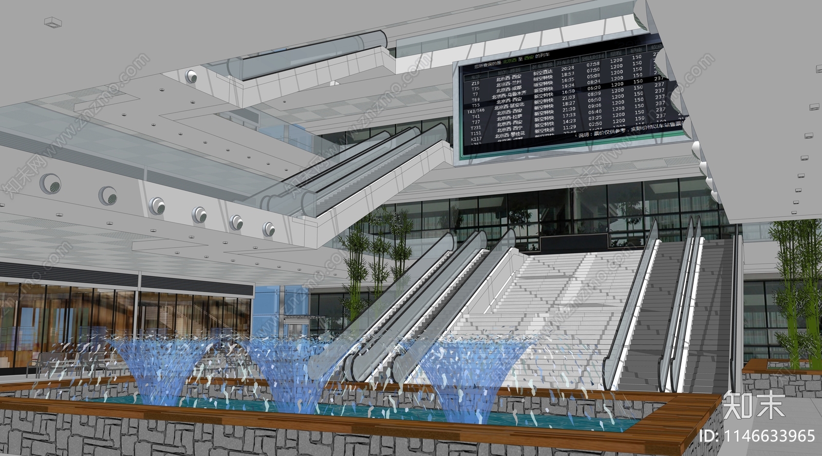 现代高铁站SU模型下载【ID:1146633965】