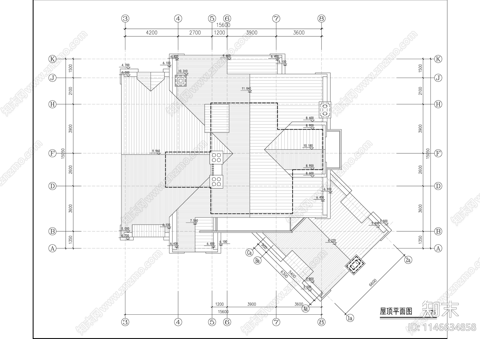 欧式风格别墅建筑cad施工图下载【ID:1146634858】