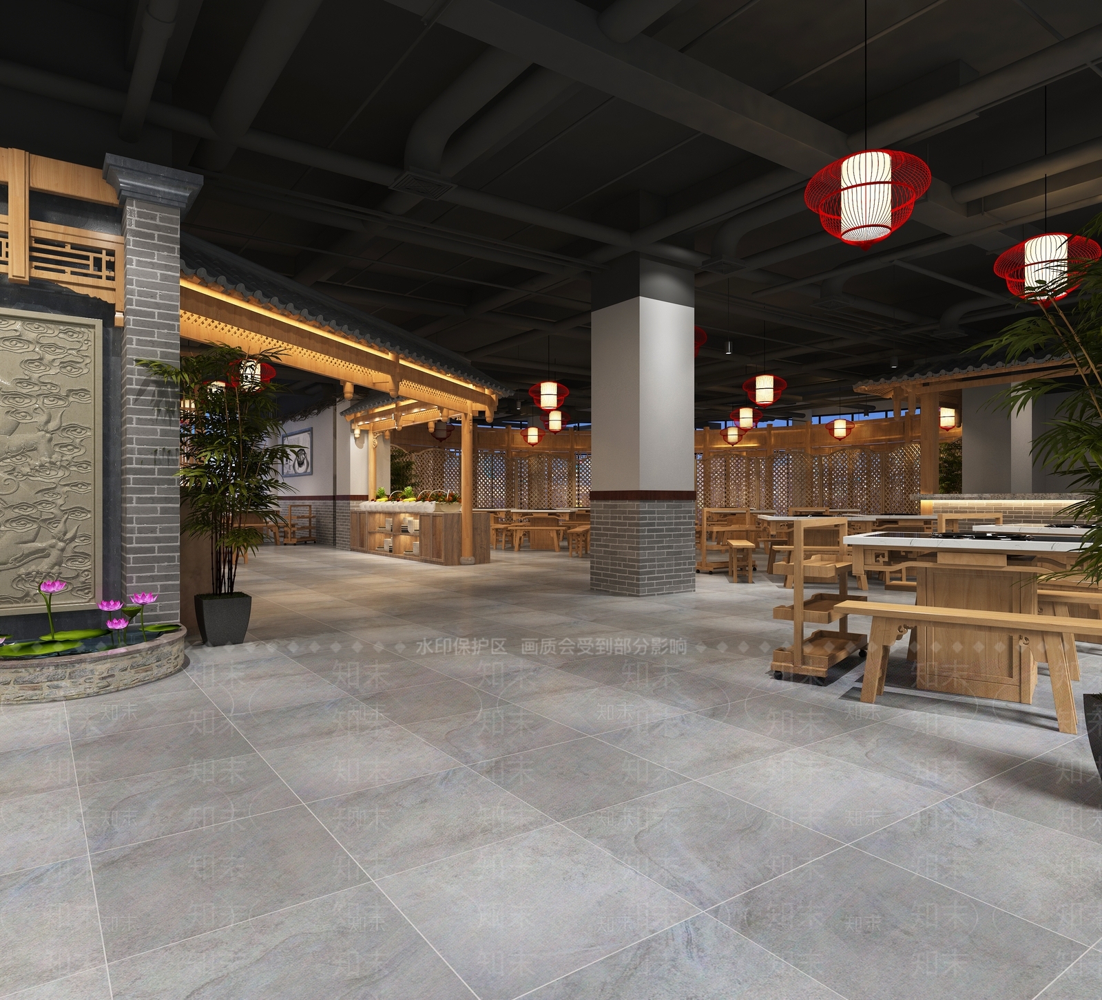 中式风火锅店SU模型下载【ID:1146636761】