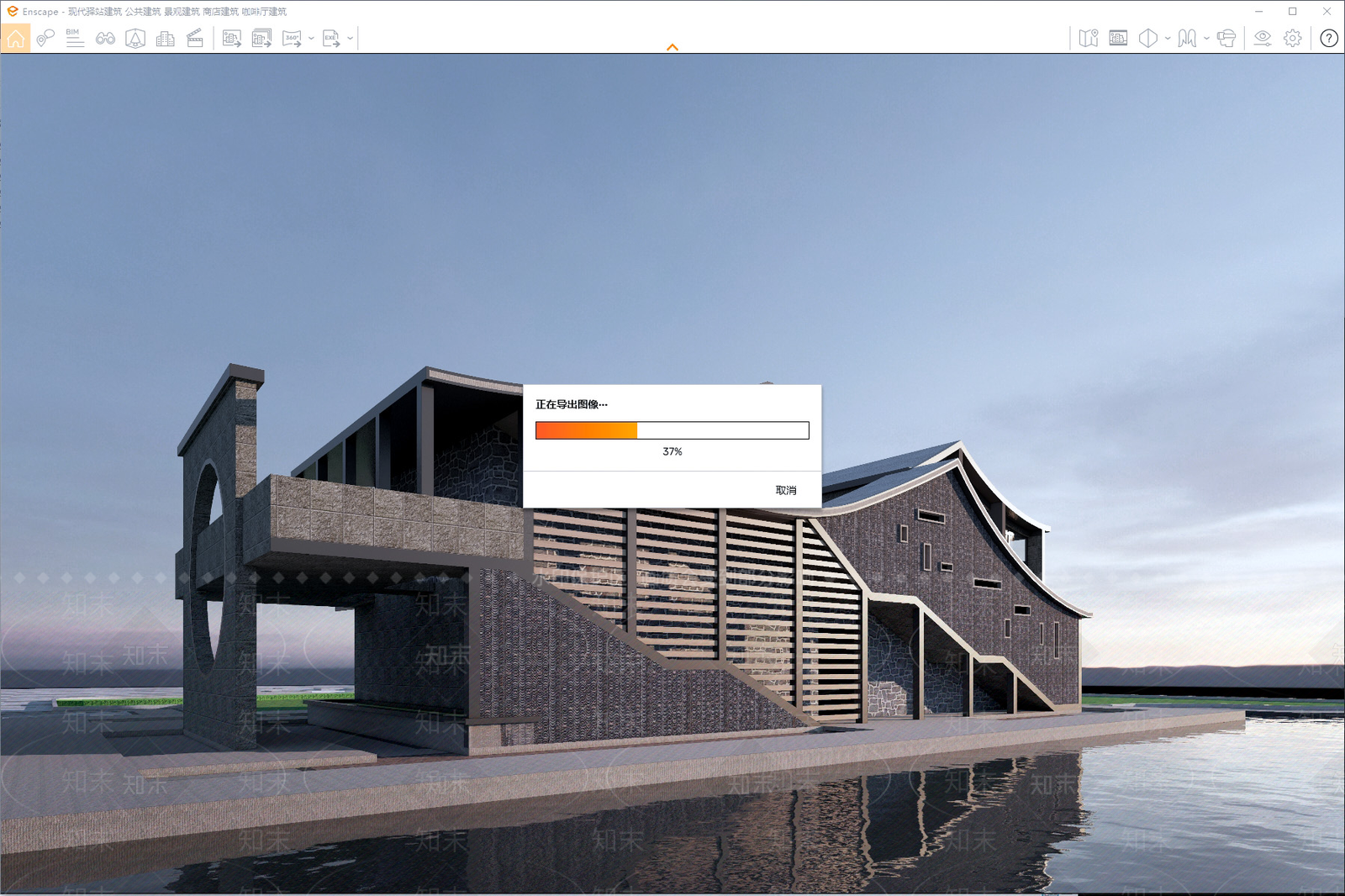 新中式驿站建筑SU模型下载【ID:1146640725】