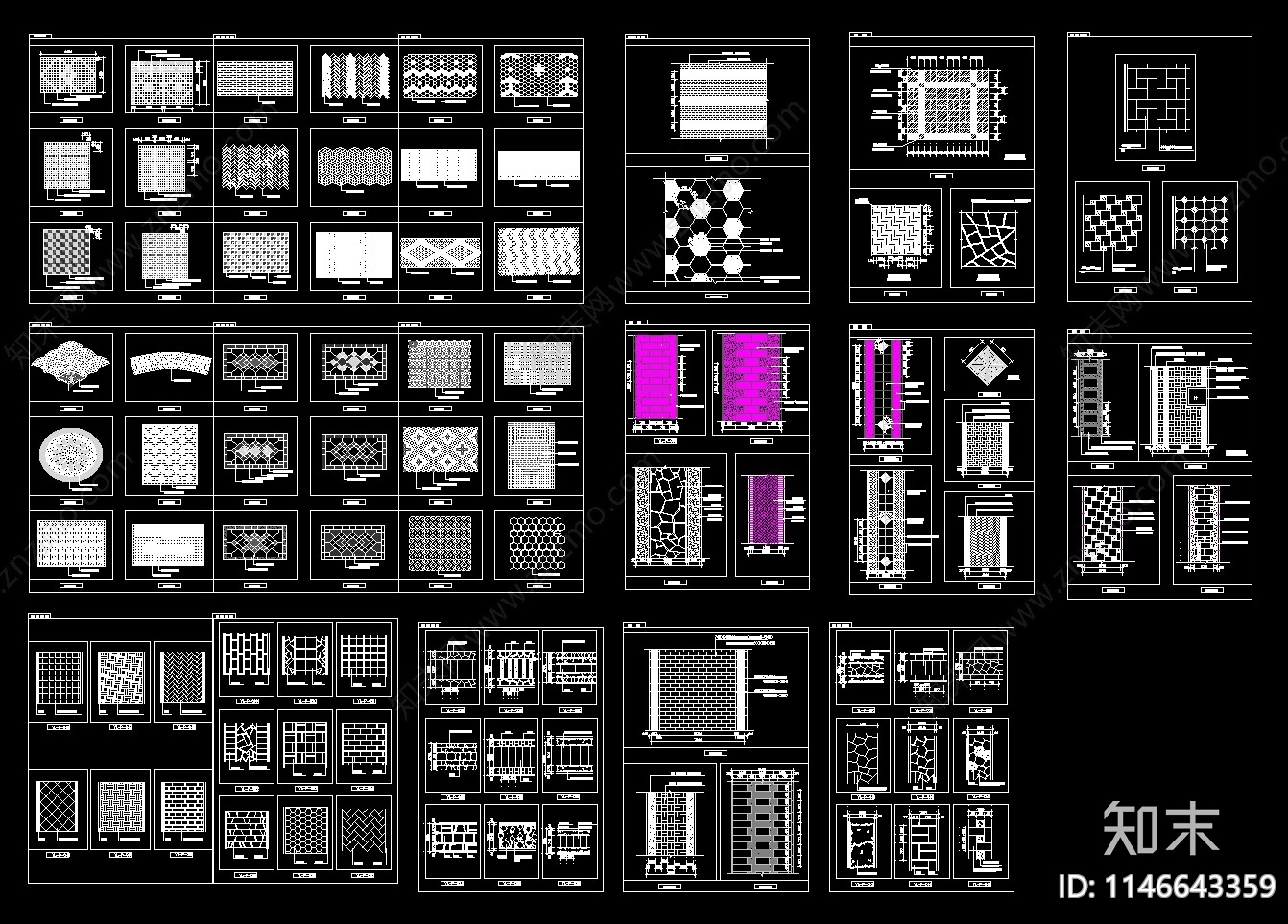 铺装样式93款图库cad施工图下载【ID:1146643359】