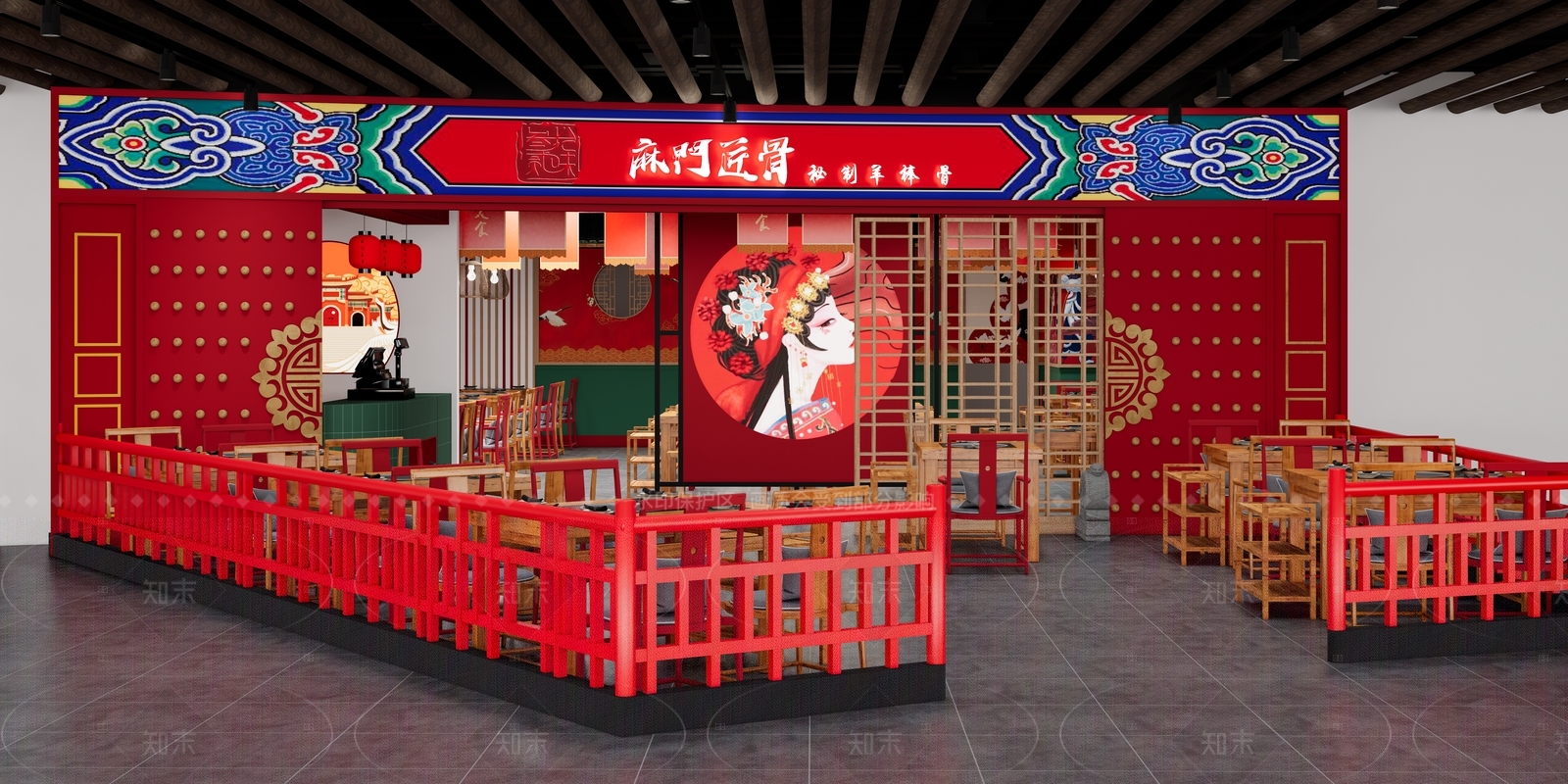 新中式火锅店SU模型下载【ID:1146644460】