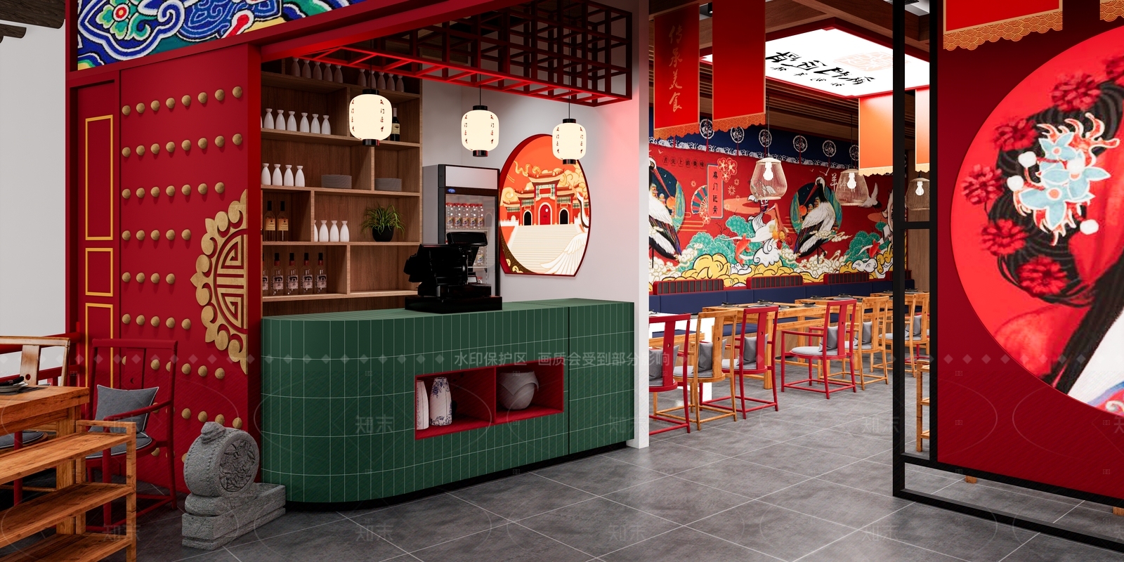 新中式火锅店SU模型下载【ID:1146644460】