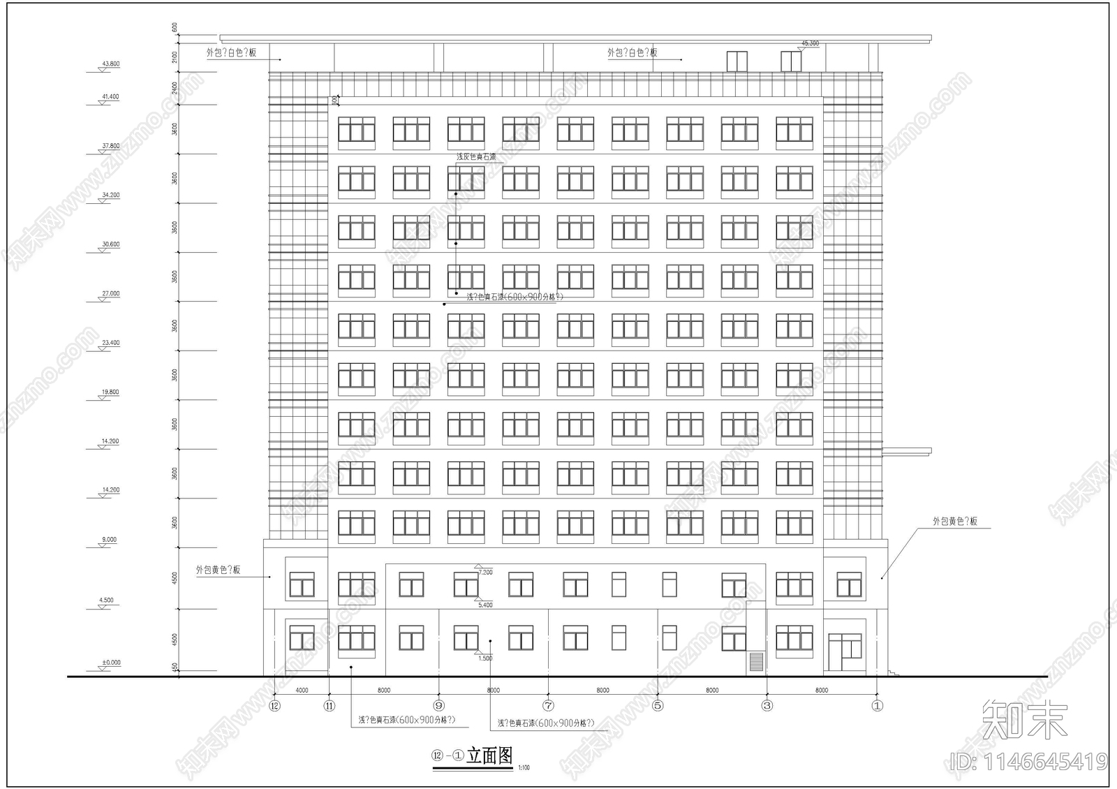 党校学员公寓食堂会议大厅综合体建筑cad施工图下载【ID:1146645419】