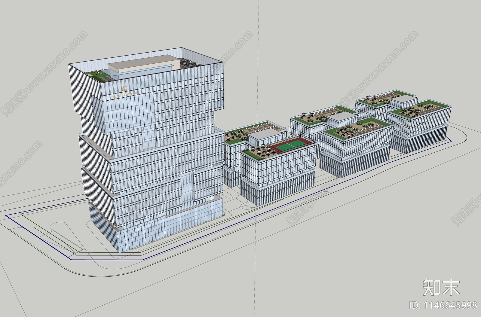 现代高层办公楼SU模型下载【ID:1146645998】