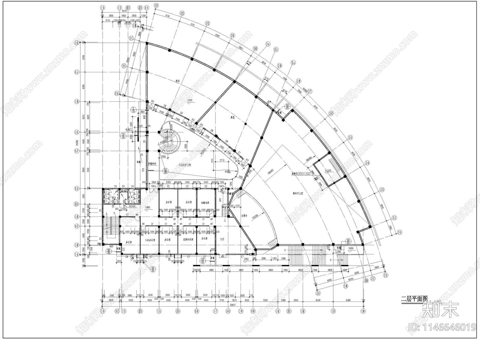 高校行政会议楼全套建筑cad施工图下载【ID:1146646019】