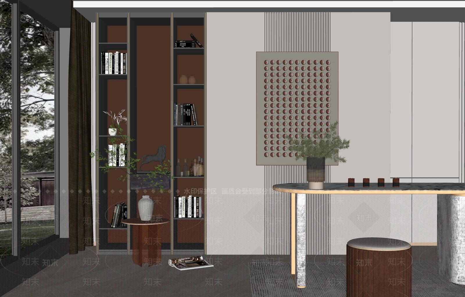 现代装饰柜SU模型下载【ID:1146648337】