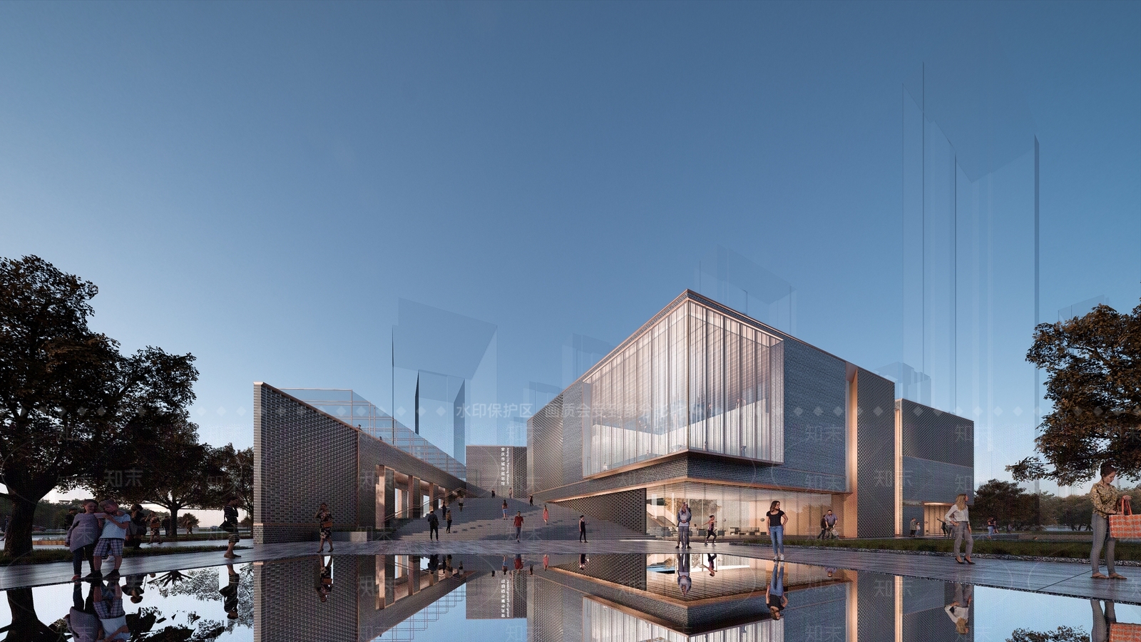 现代展览馆建筑SU模型下载【ID:1146648740】