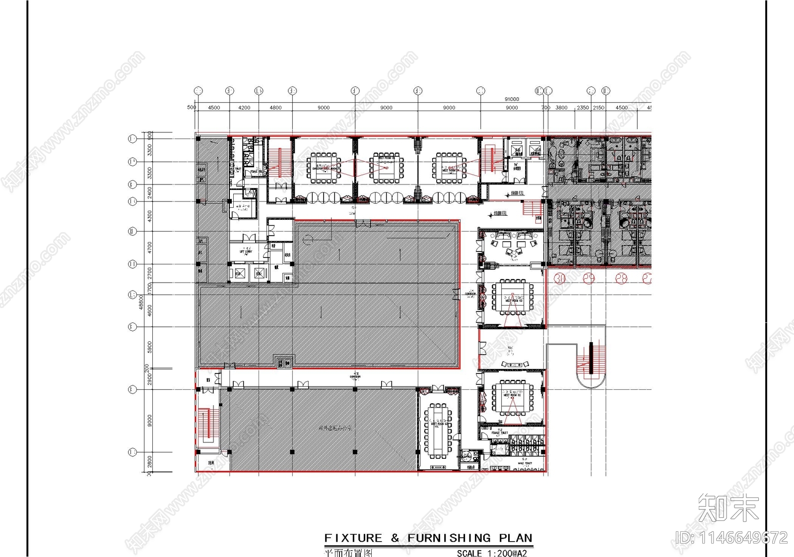 整层会议室室内cad施工图下载【ID:1146649672】