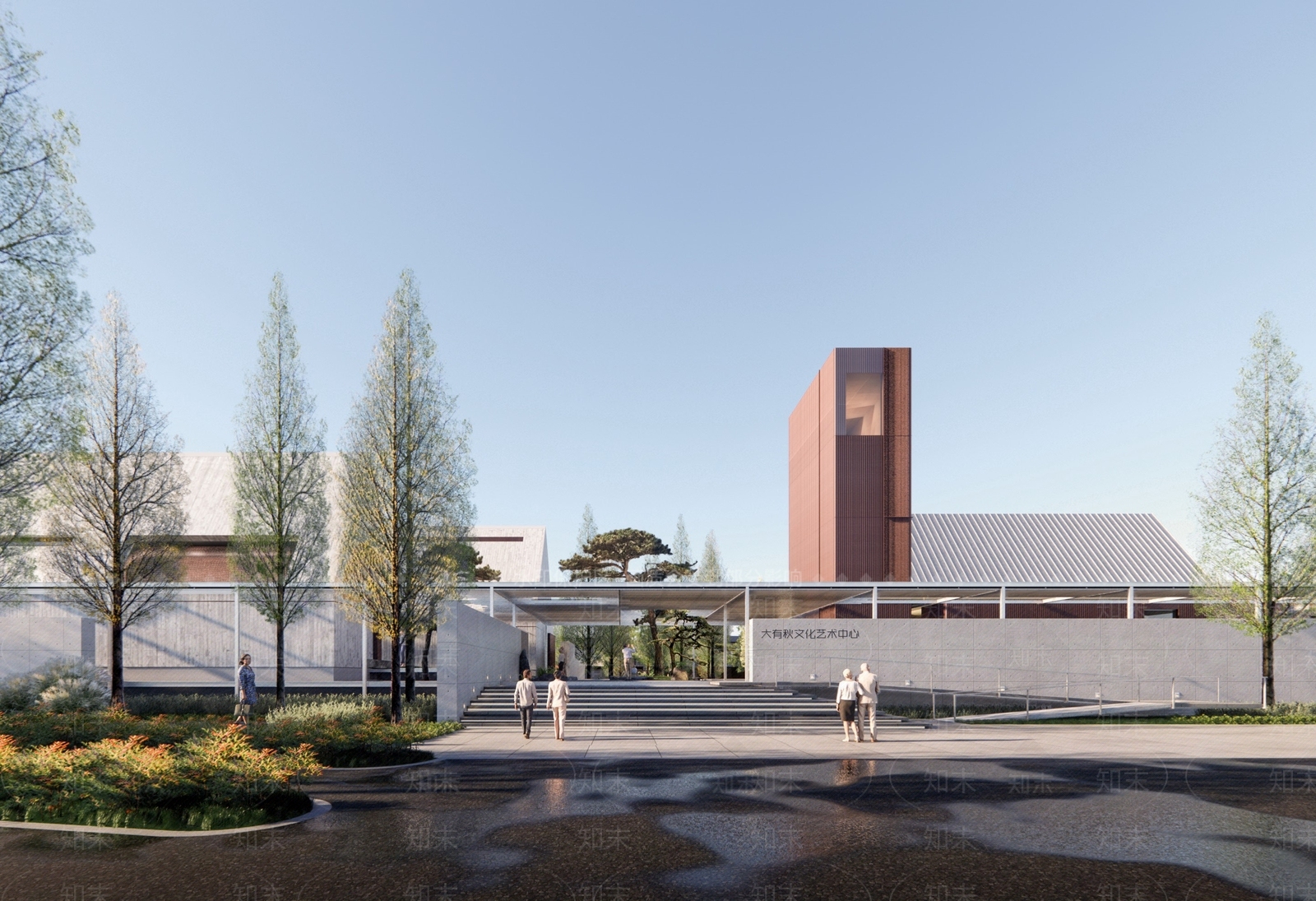 现代简约坡屋顶拈花湾商业中心综合体SU模型下载【ID:1147049901】