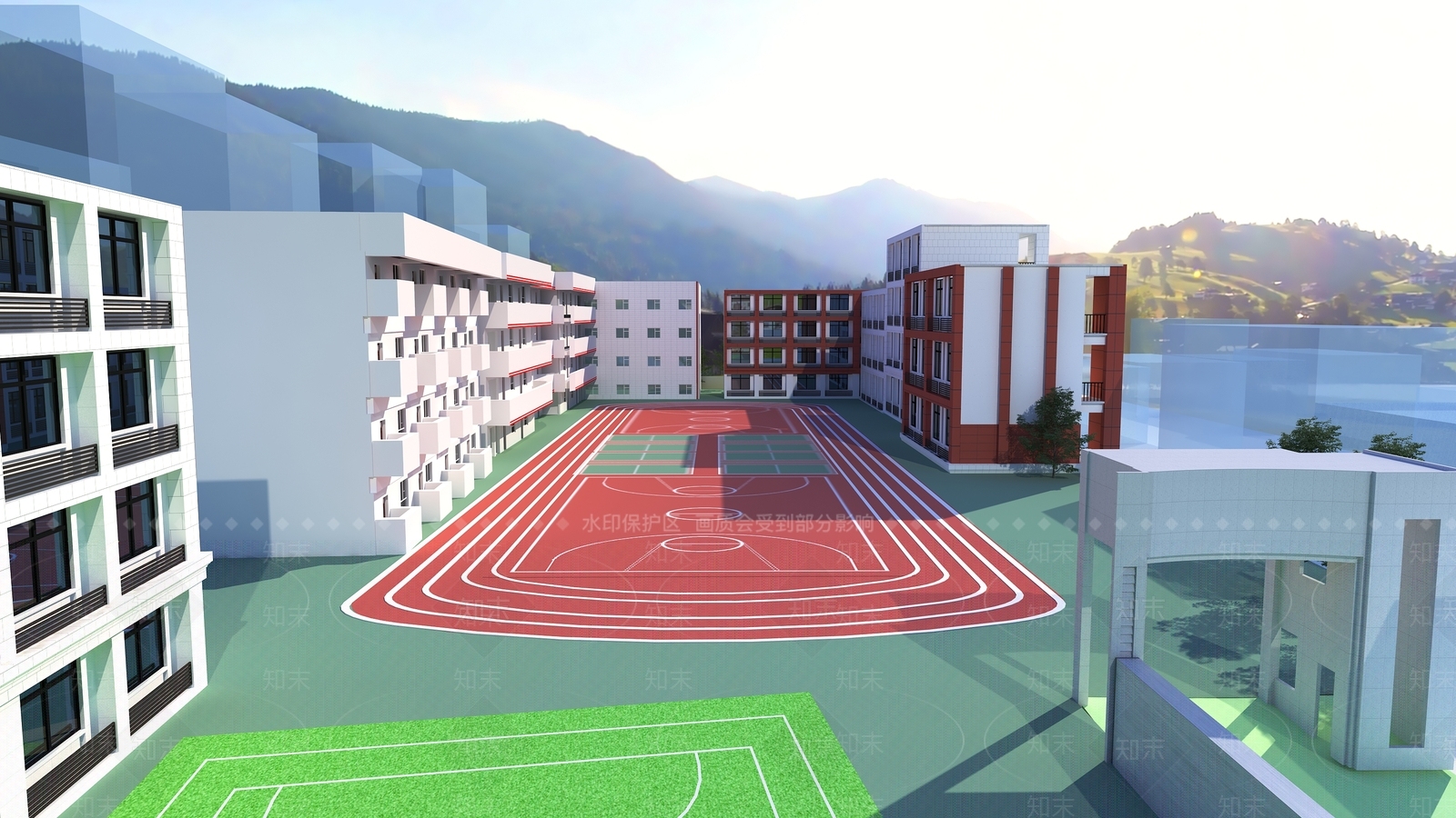 现代学校外观3D模型下载【ID:1146650180】