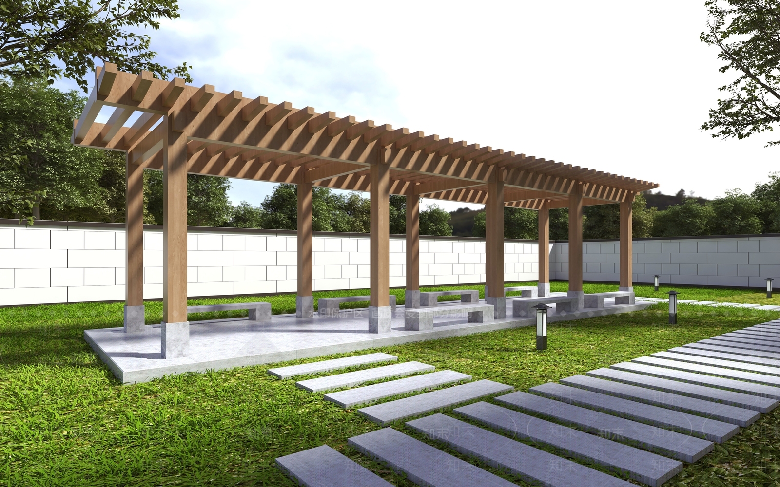 现代景观廊架3D模型下载【ID:1146650299】