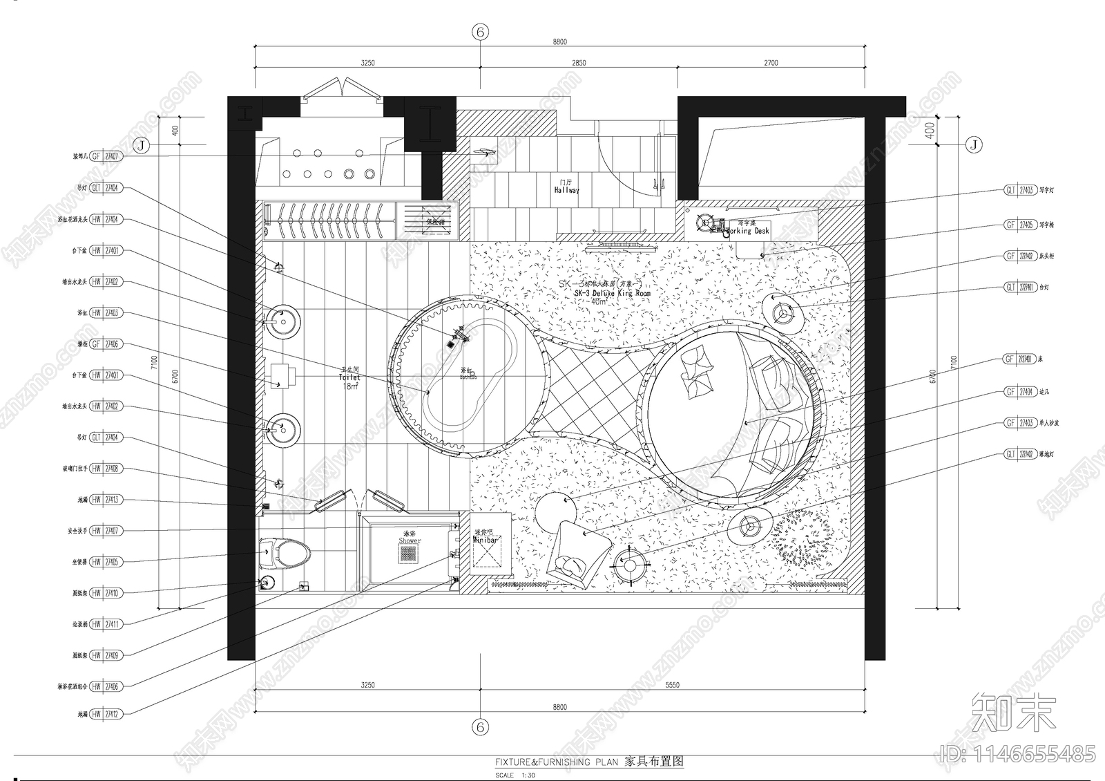 五星级酒店豪华特色套房室内精装修cad施工图下载【ID:1146655485】