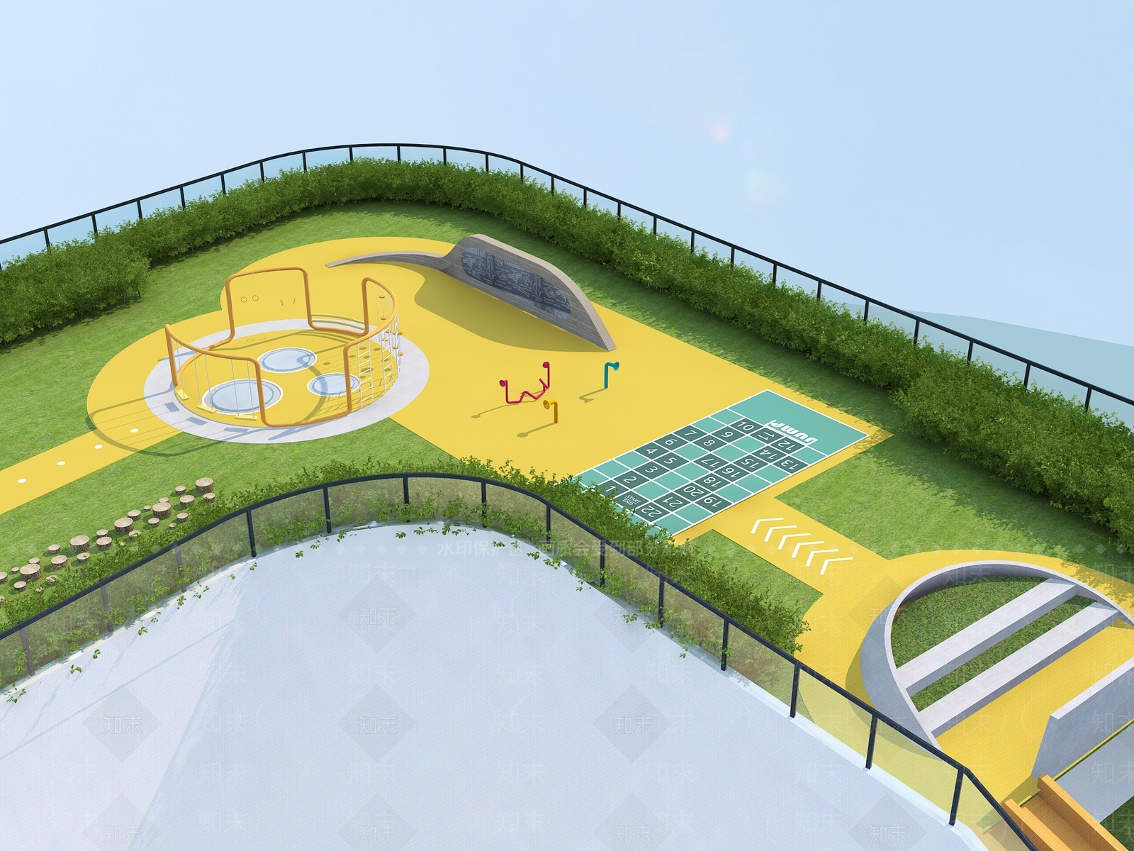 现代学校外观3D模型下载【ID:1146662624】