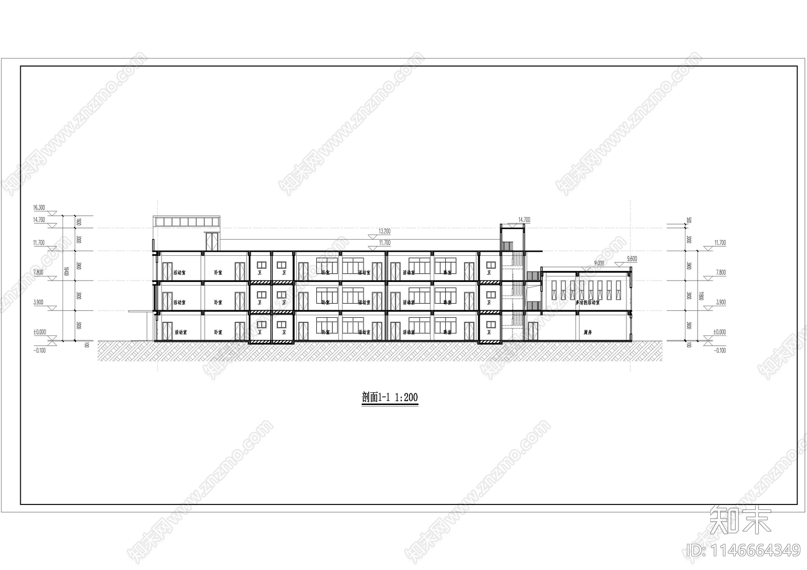 幼儿园建筑cad施工图下载【ID:1146664349】