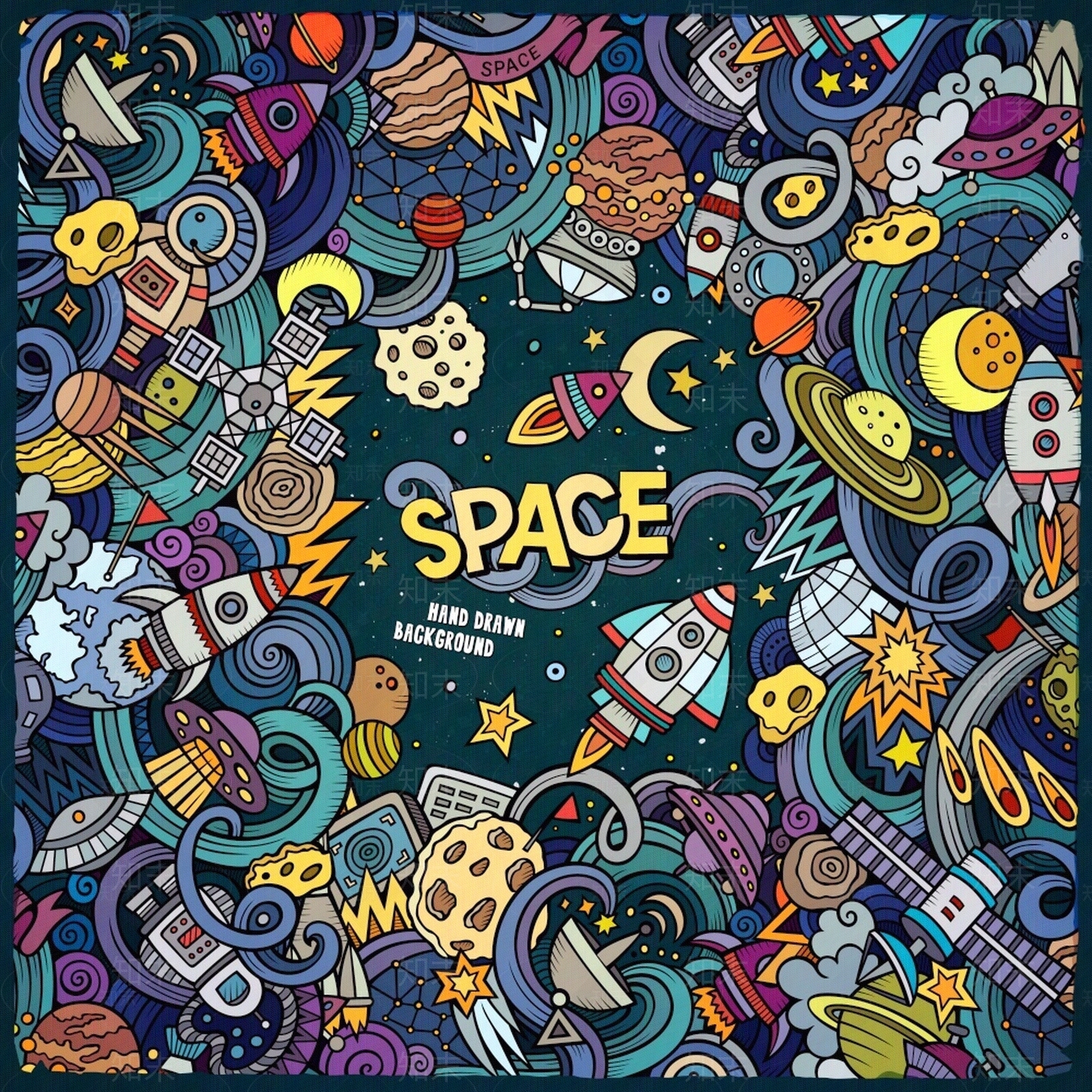 卡通可爱的涂鸦壁纸壁布贴图下载【ID:1146665872】