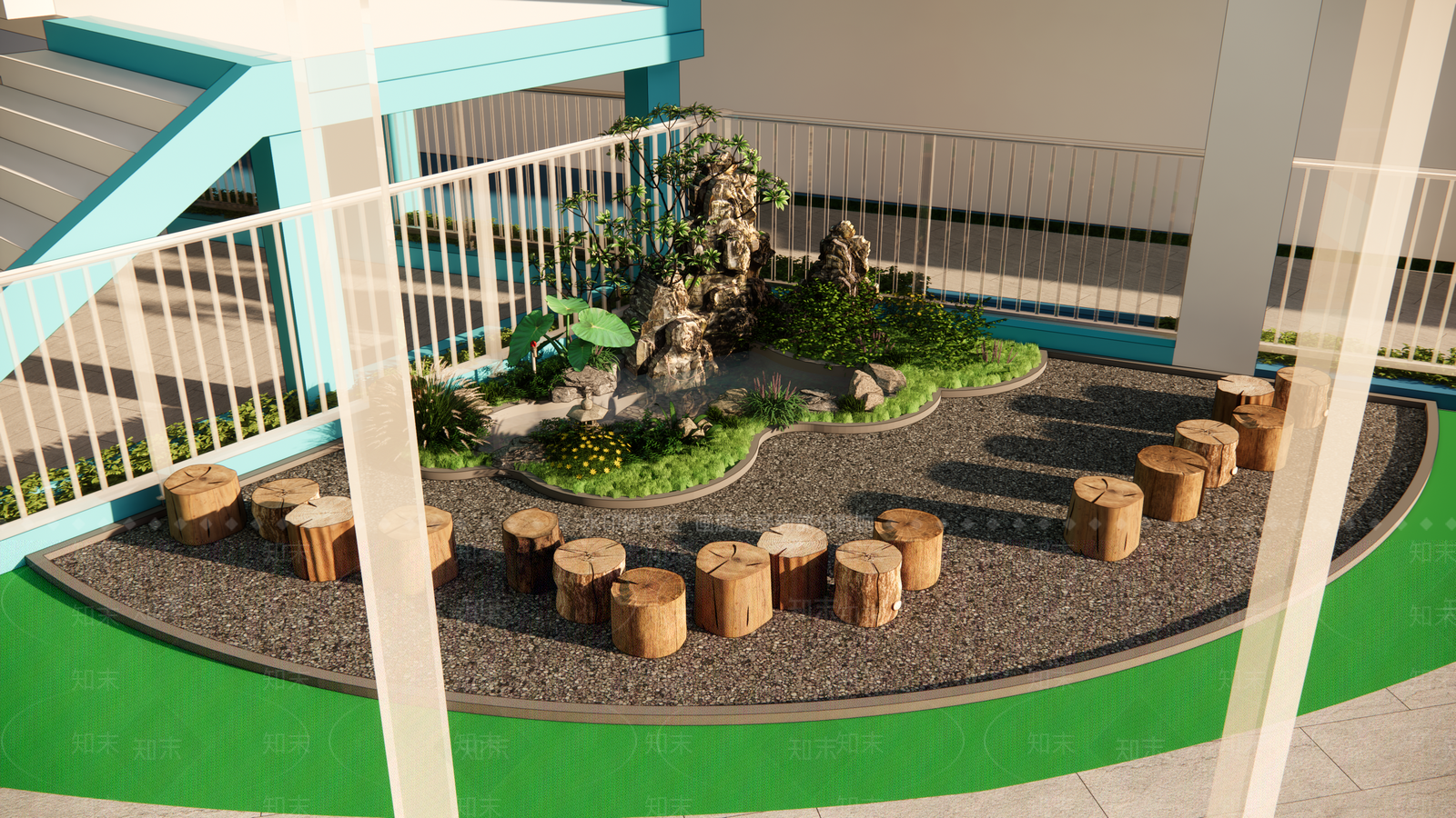 现代幼儿园户外教学区SU模型下载【ID:1146666479】