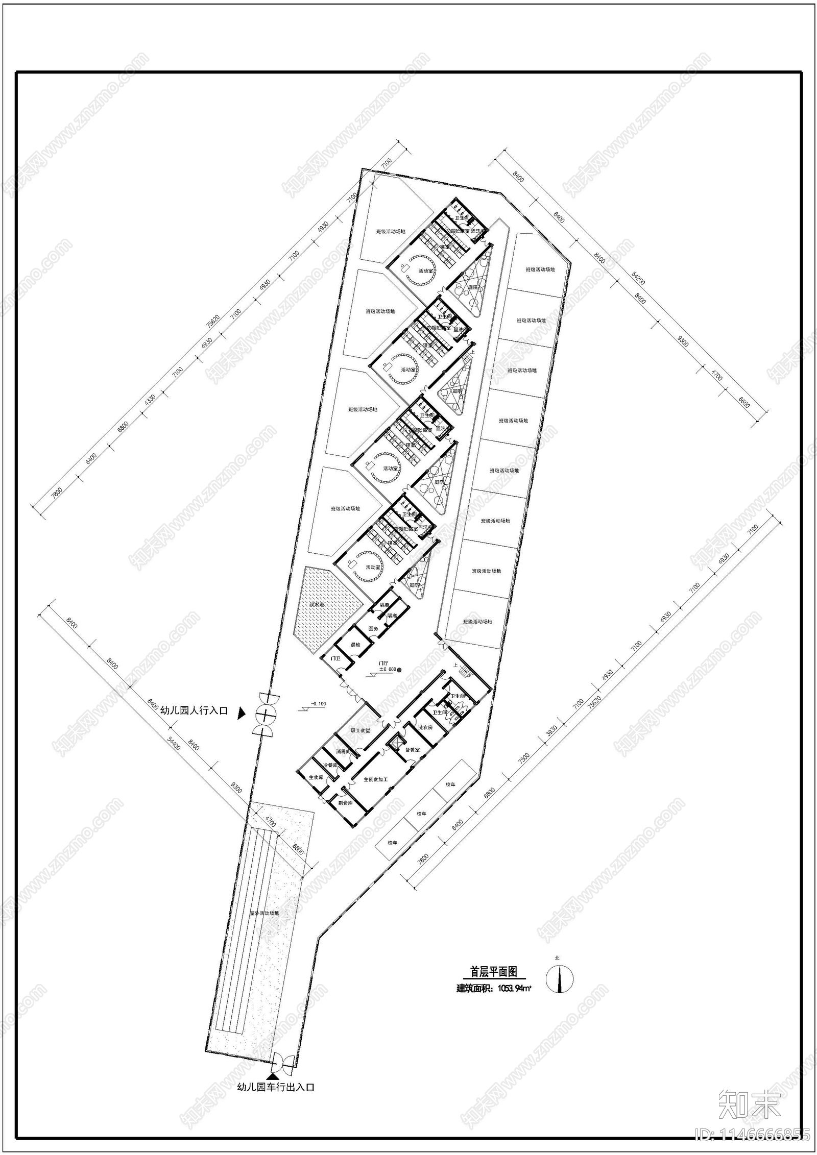 幼儿园建筑cad施工图下载【ID:1146666855】