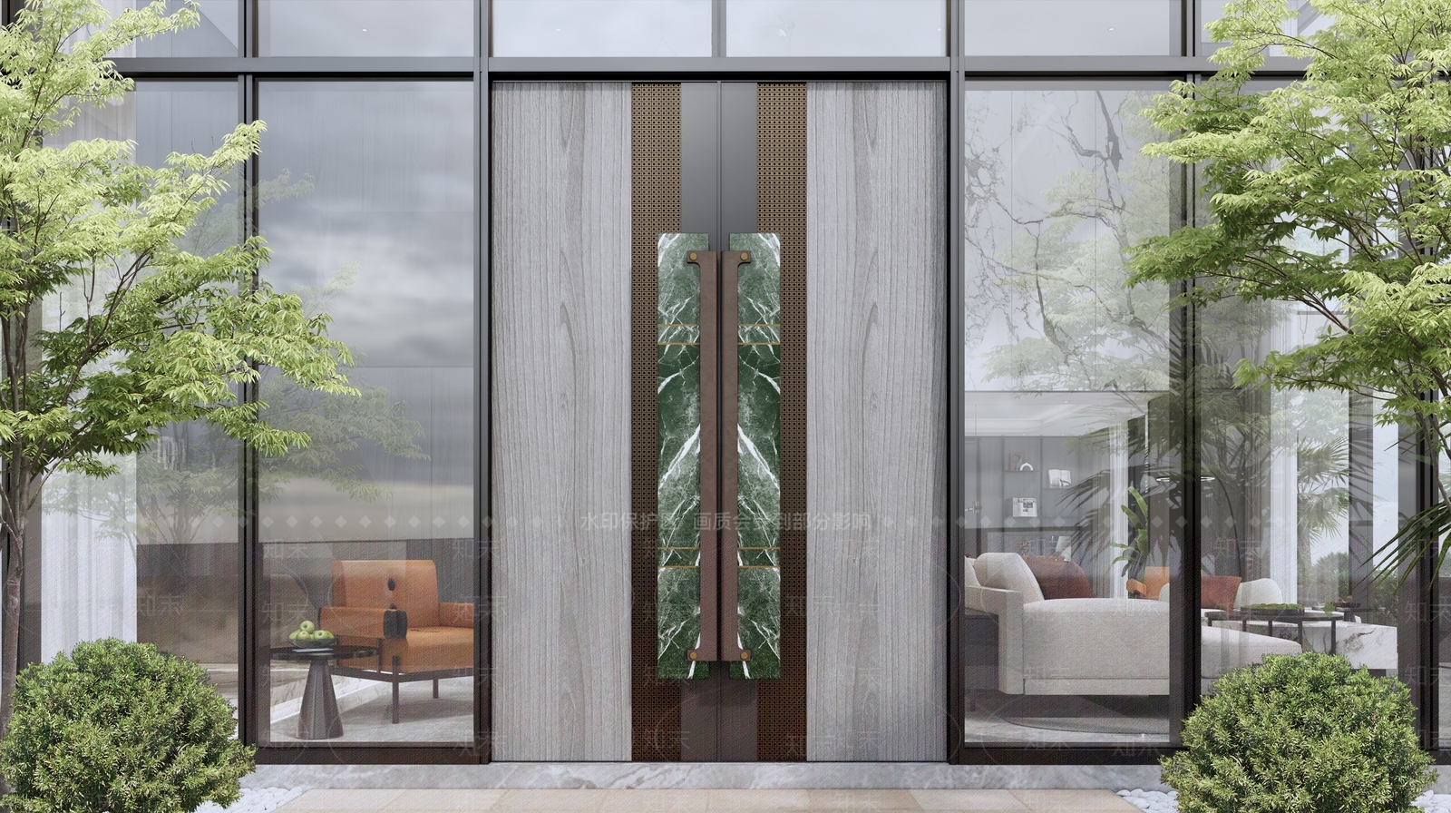 现代别墅入户大门SU模型下载【ID:1146670098】