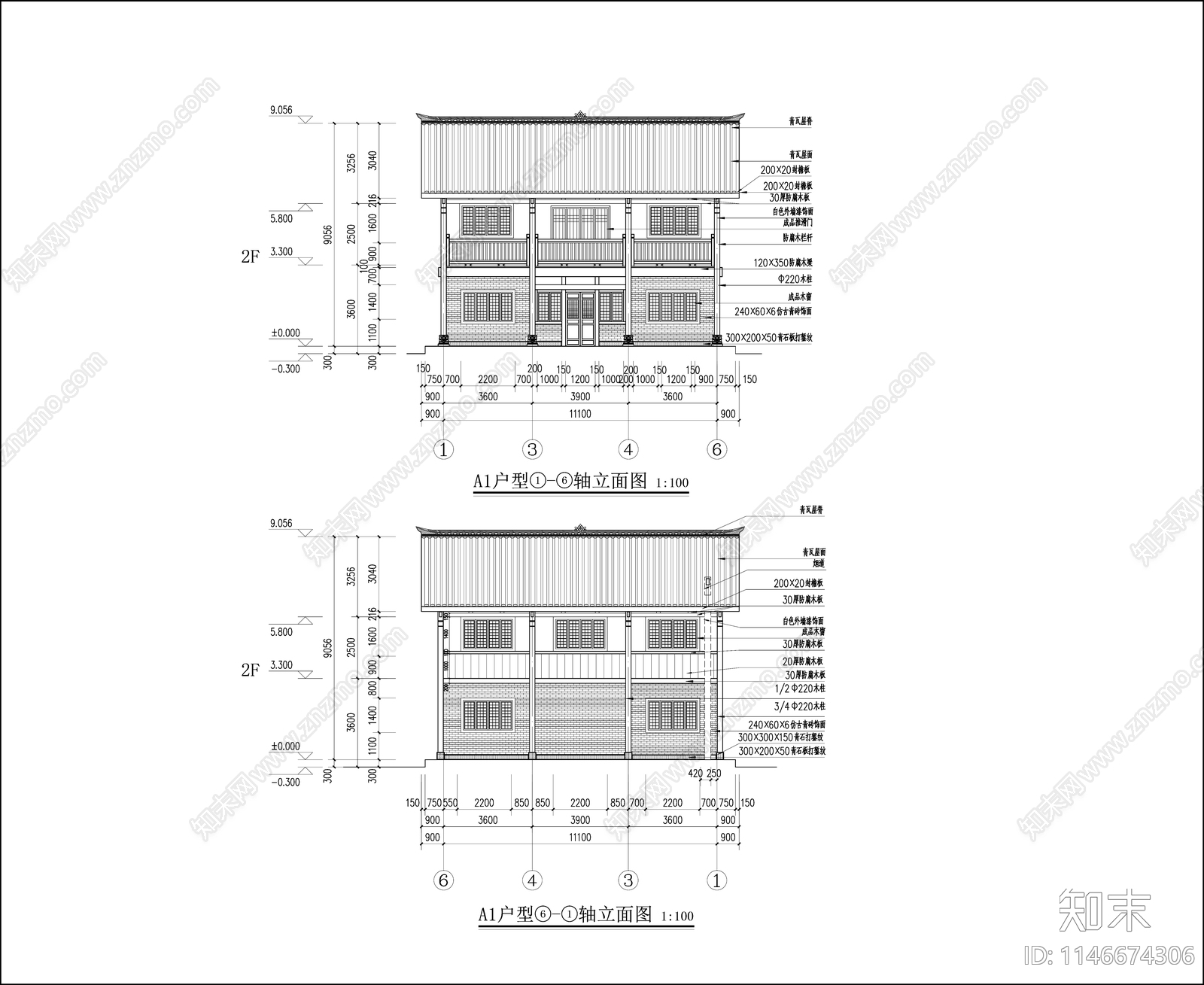 美丽乡村民用建筑全套cad施工图下载【ID:1146674306】