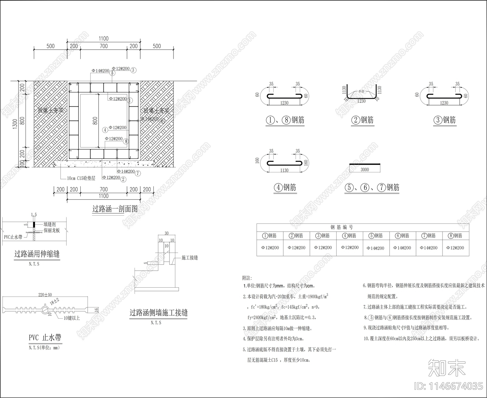 灌溉渠过路涵管节点cad施工图下载【ID:1146674035】