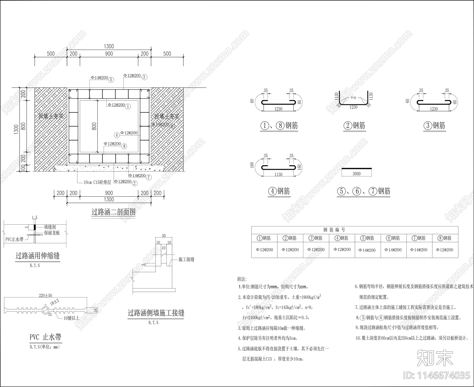 灌溉渠过路涵管节点cad施工图下载【ID:1146674035】